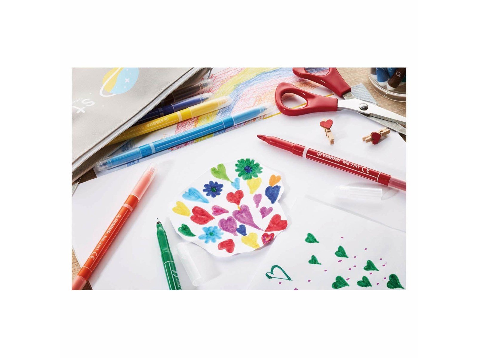 STABILO Trio 2 in 1 - Felt-tip pen and fineliner in one - Set of 10 pieces