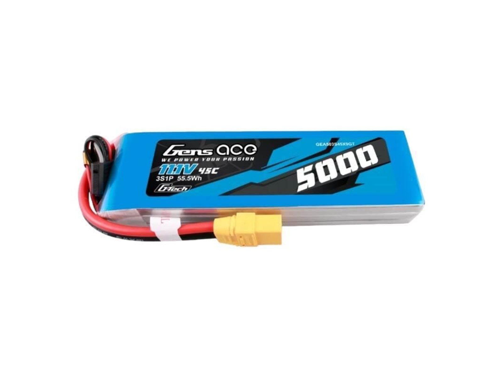 Gens ace &Tattu G-Tech 5000mAh 11.1V 45C 3S1P lipo battery with XT90 Plug