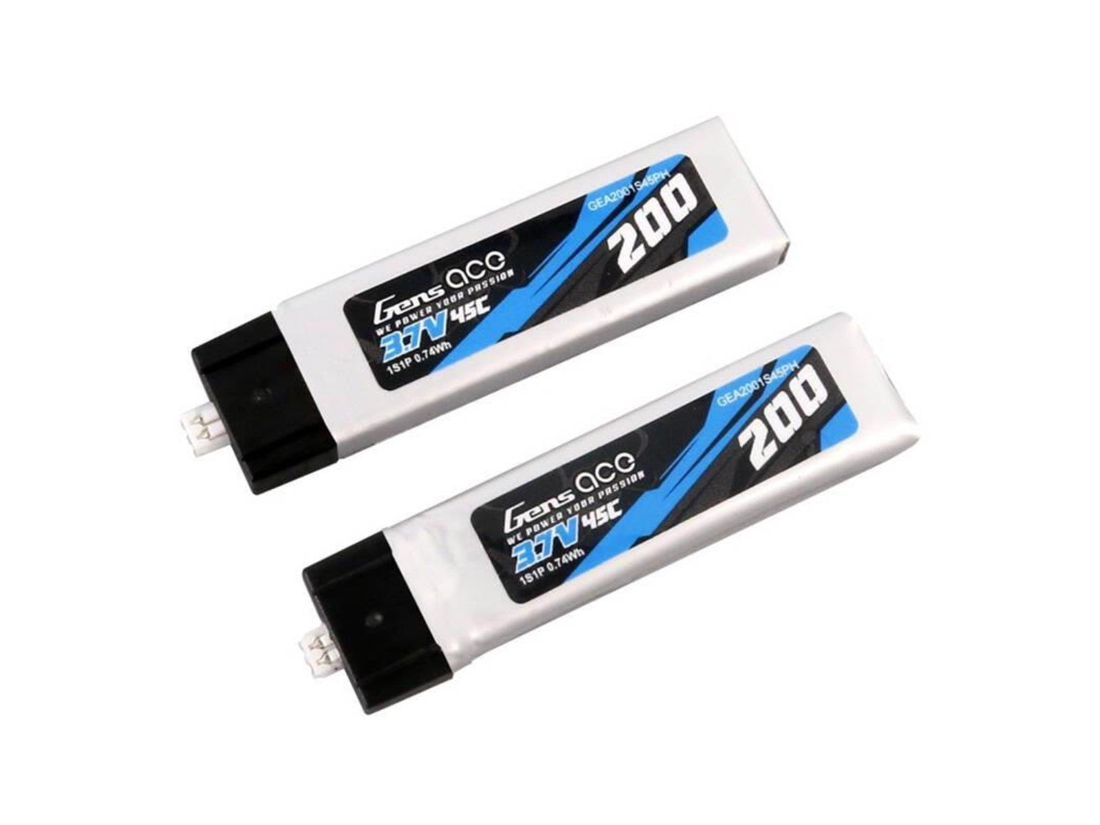 Gens ace &Tattu 200mAh 3.7V 45C 1S1P Lipo Battery (2pcs)