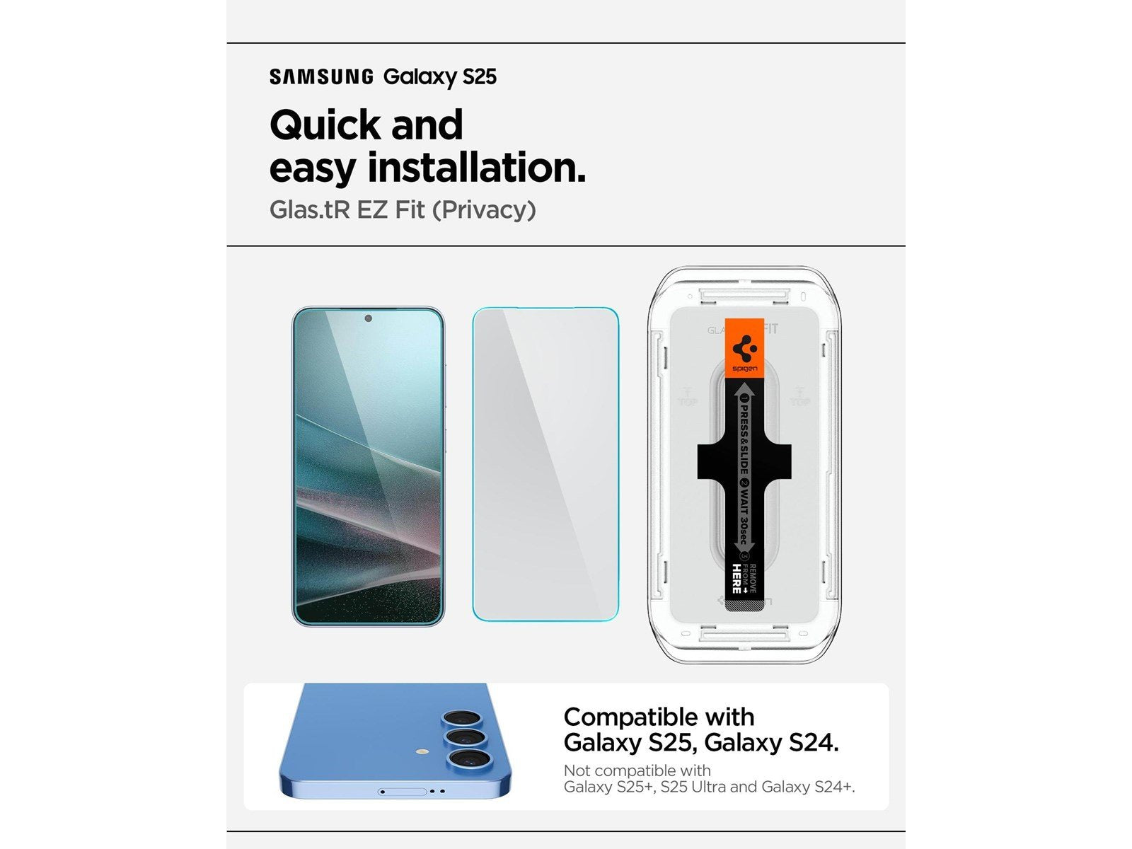 Spigen Glass tR EZ Fit HD (Privacy) 2 Pack - Samsung Galaxy S25/S24