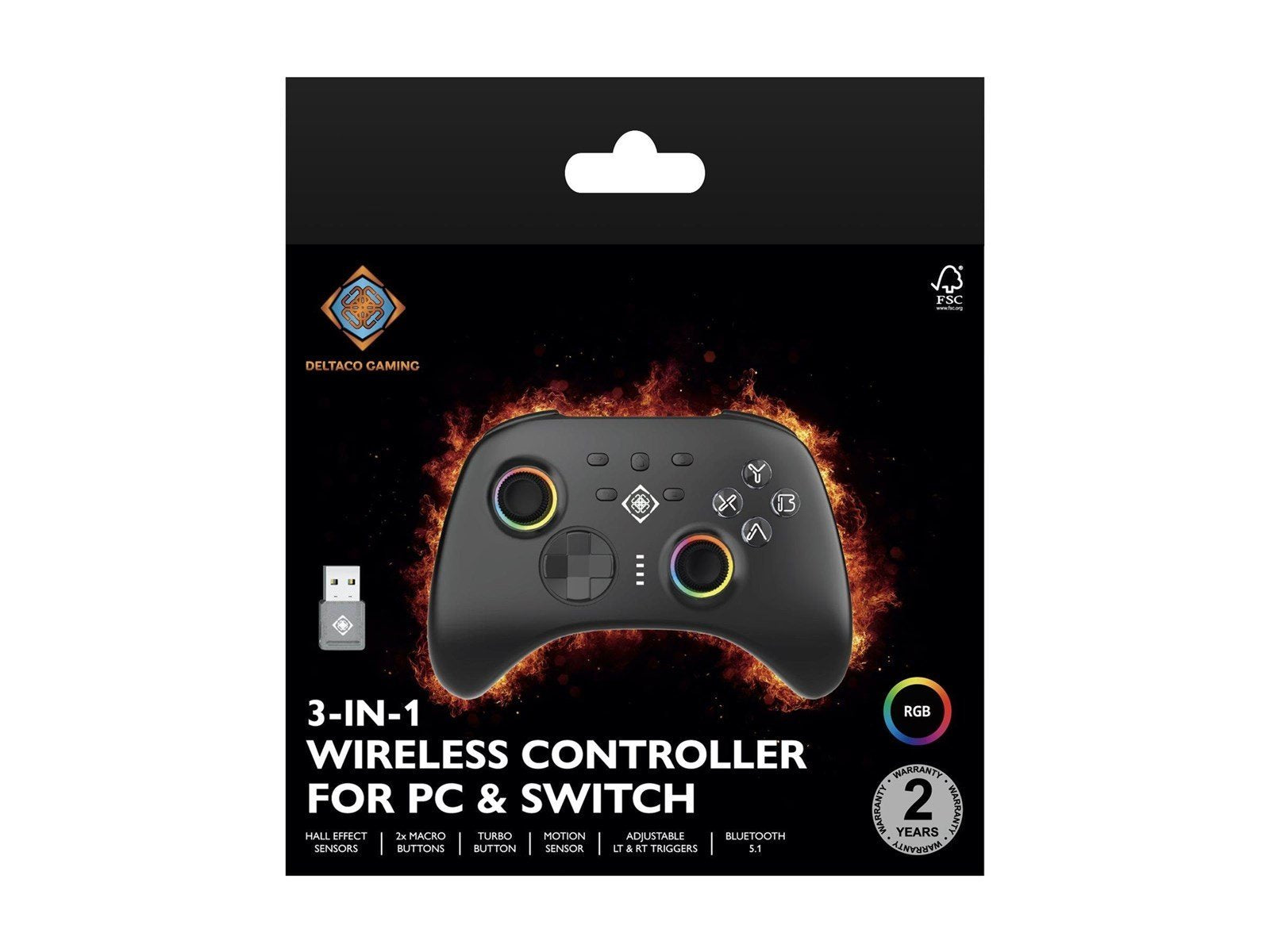 Deltaco Gaming Draadloze RGB Controller PC/Switch - Wired Controller - Android