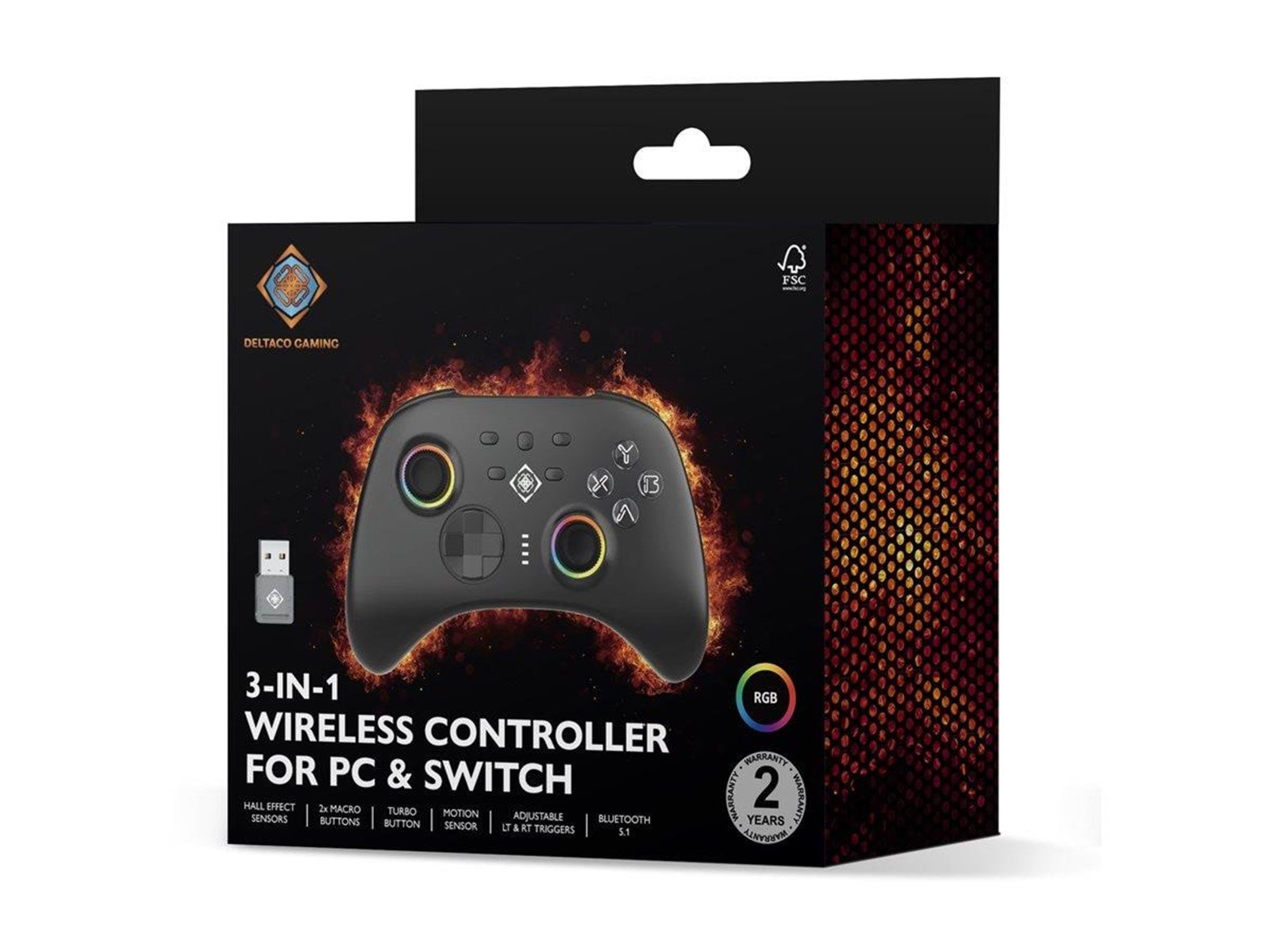 Deltaco Gaming Draadloze RGB Controller PC/Switch - Wired Controller - Android