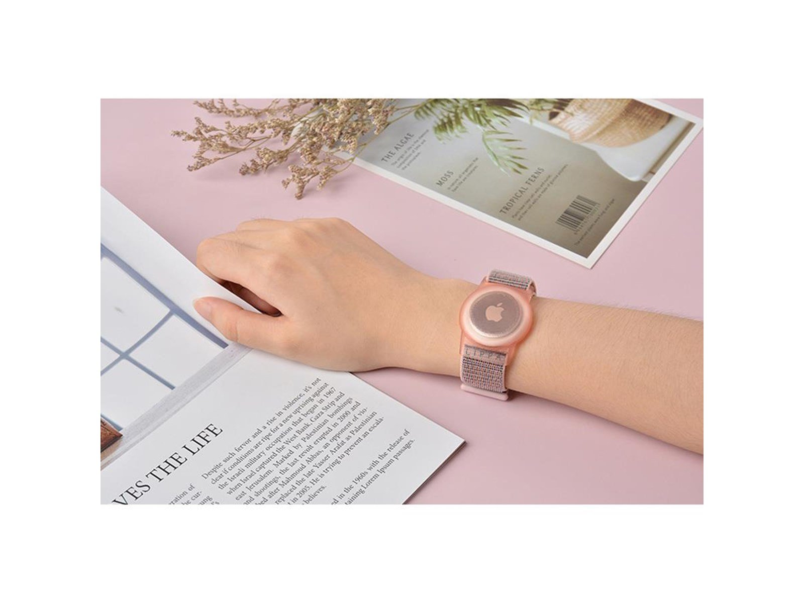 Lippa Nylon Wristband for AirTag and Smart Finder – Pink