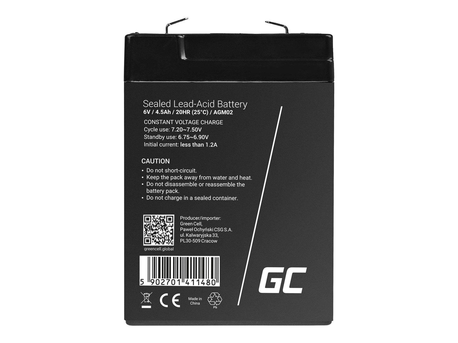 Green Cell AGM02 AGM 6V/4.5Ah Sealed Lead-Acid