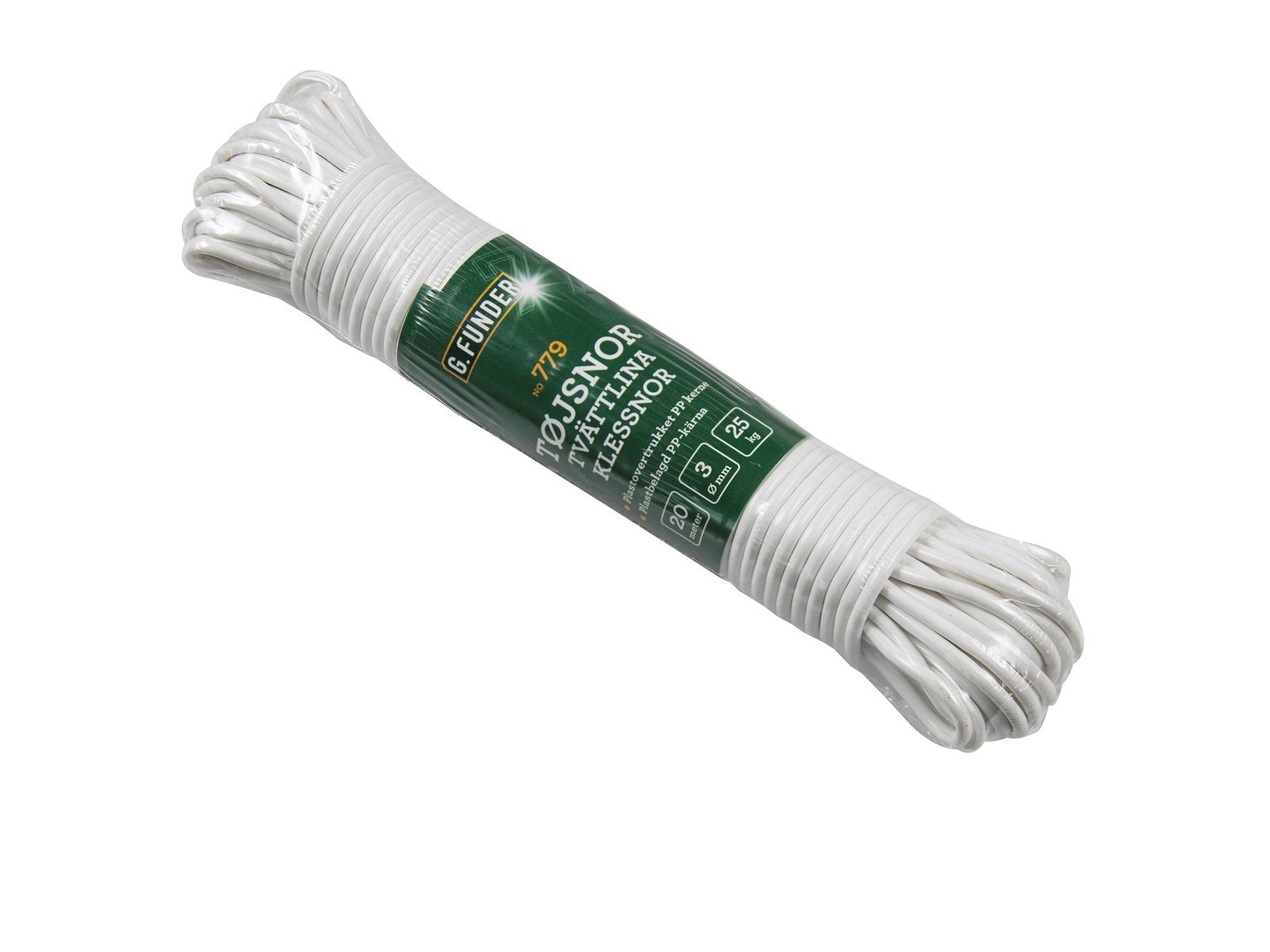 G.Funder Clothesline white plastic 3 mm 20 meters