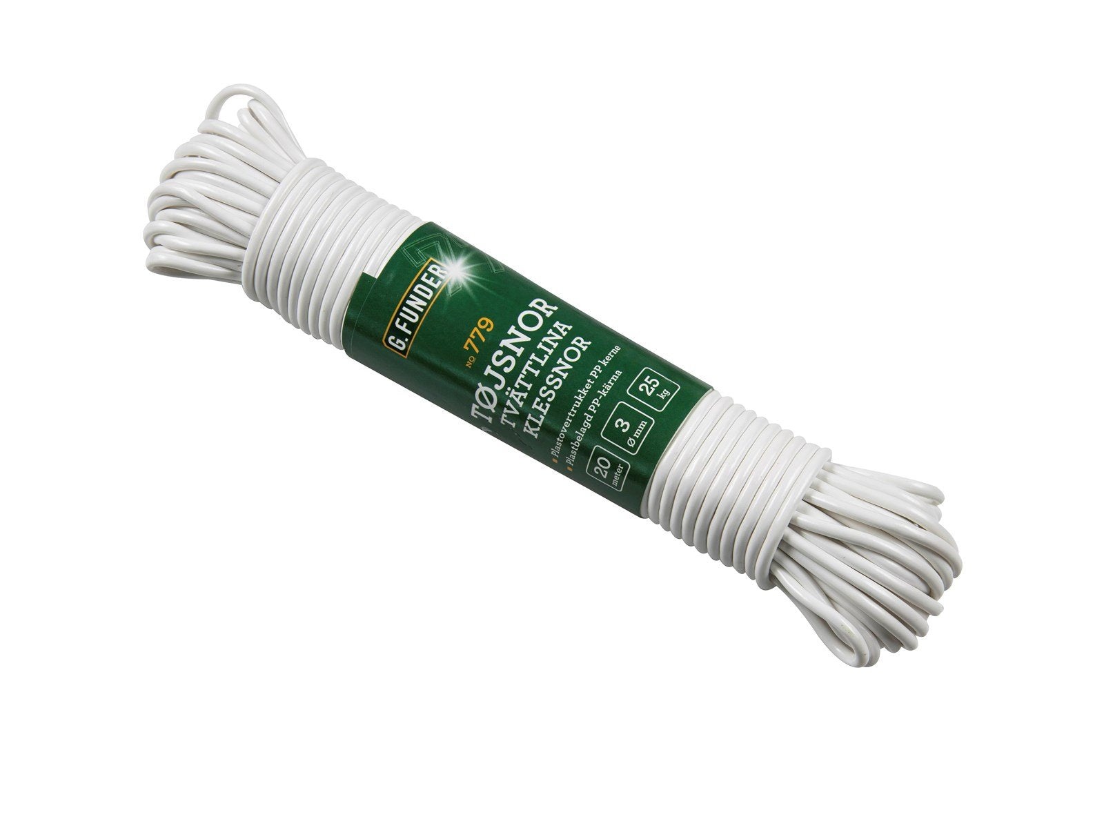 G.Funder Clothesline white plastic 3 mm 20 meters