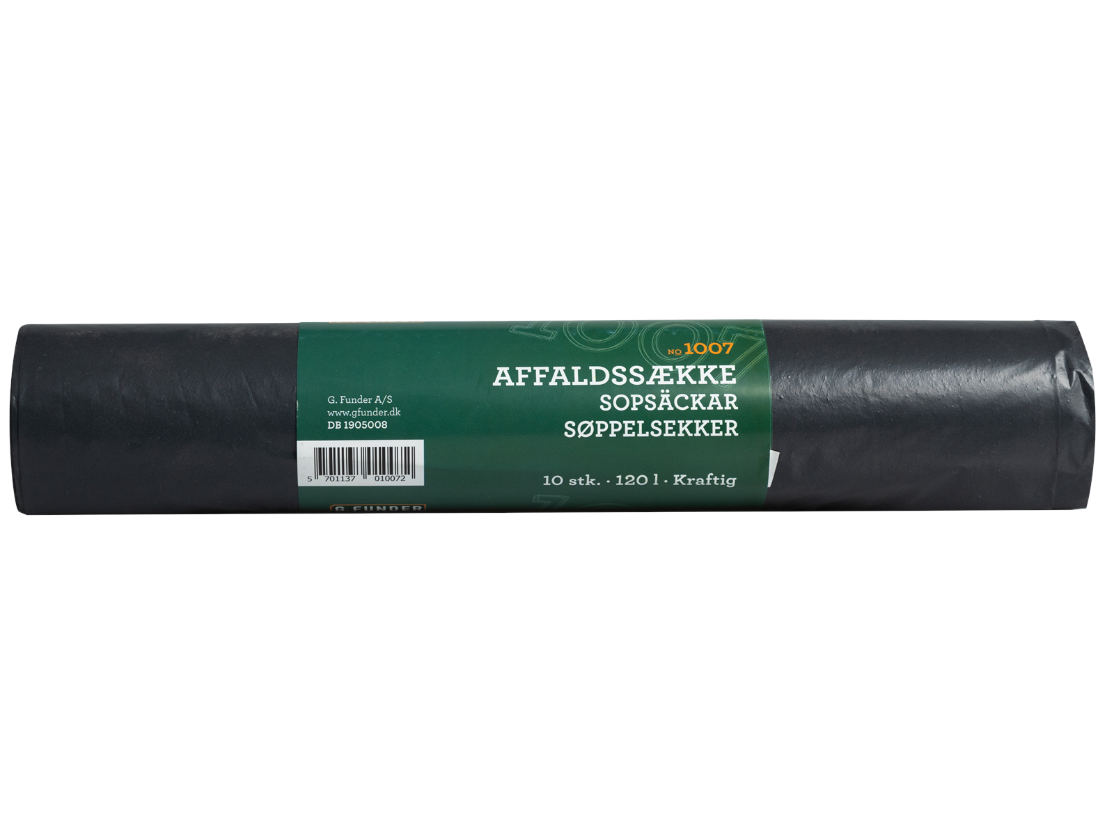 G.Funder Black garbage bags 120 liters 10 bags per roll - heavy duty quality