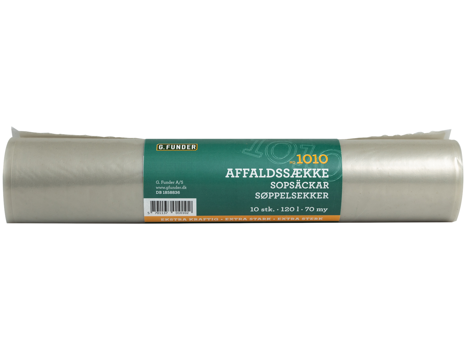 G.Funder Clear garbage bags 120 liters 10 bags per roll - extra heavy duty quality