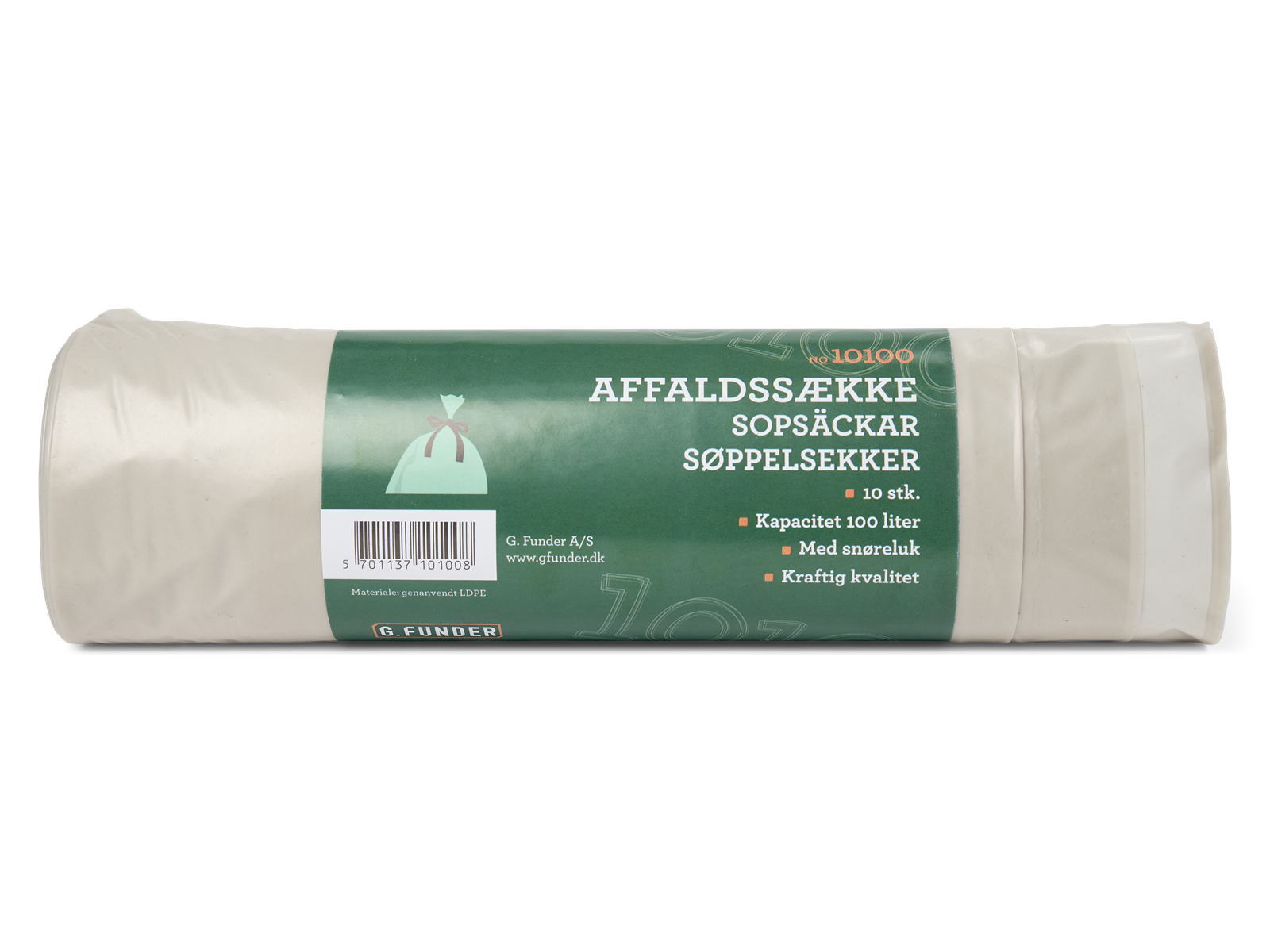 G.Funder Clear garbage bags 120 liters 10 bags per roll - extra heavy duty quality