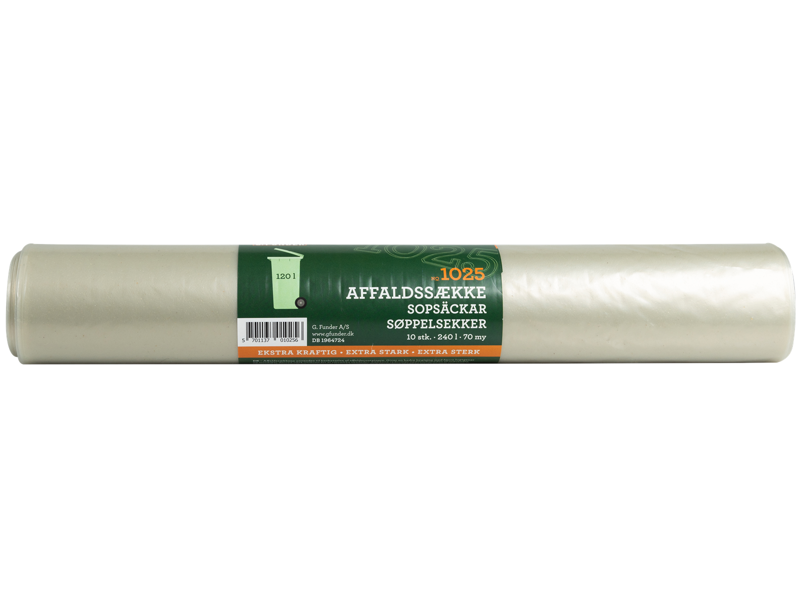 G.Funder Container garbage bags for 120 liter container clear plastic 10 bags per roll - extra heavy duty quality