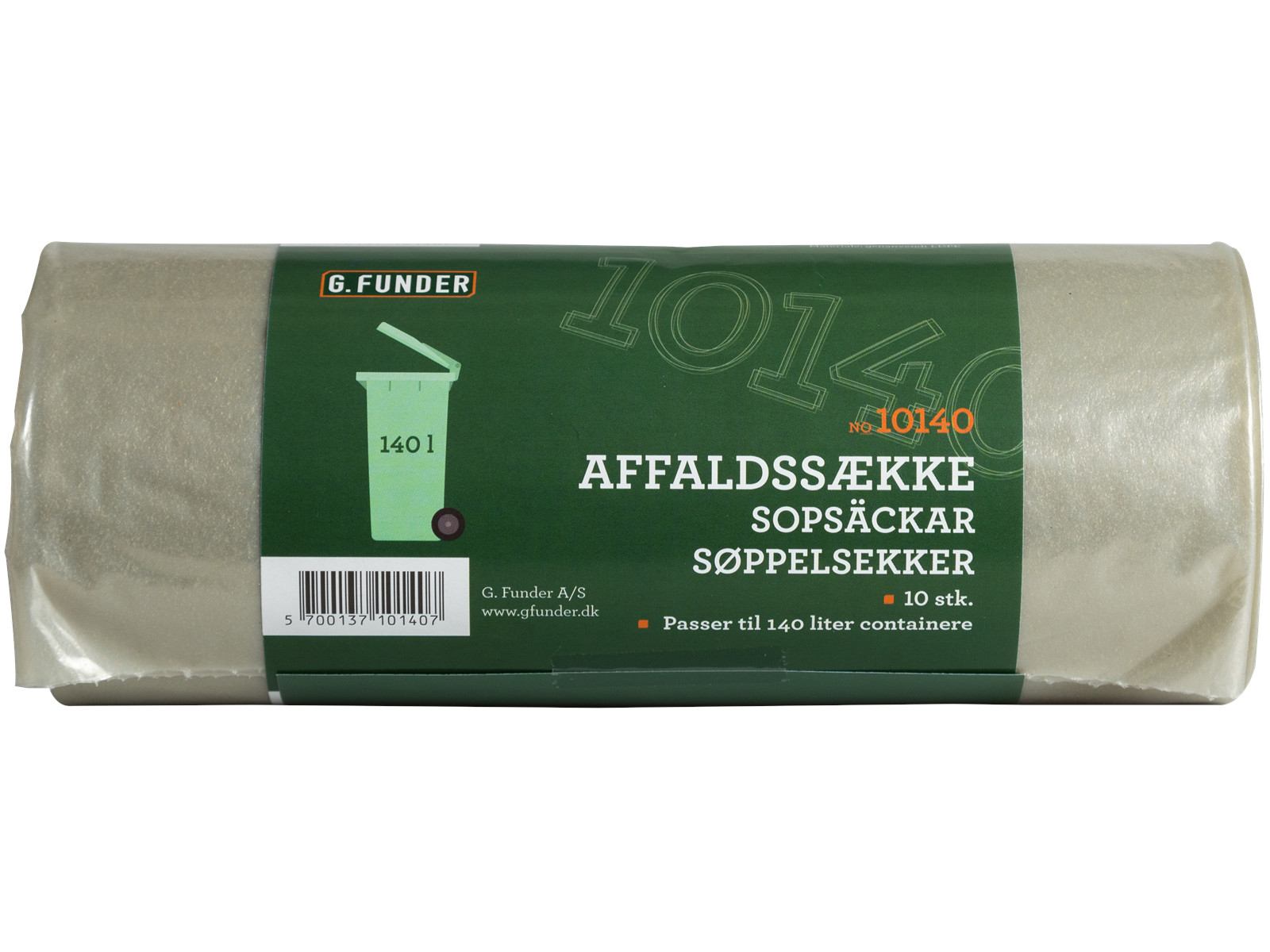 G.Funder Container garbage bags for 140 liter container clear plastic 10 bags per roll - standard quality