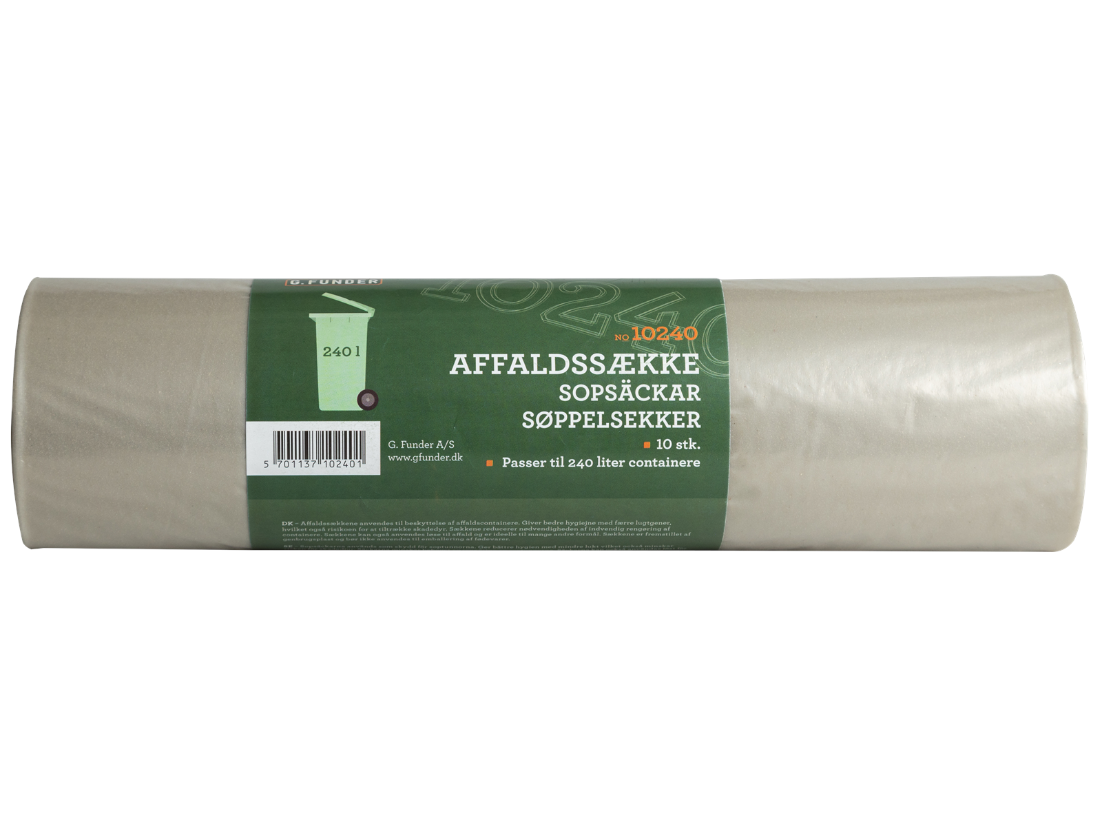 G.Funder Container garbage bags for 240 liter container clear plastic 10 bags per roll - standard quality