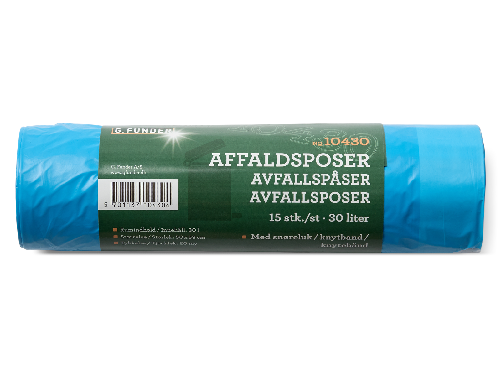 G.Funder Garbage bags with drawstring 30 liters blue