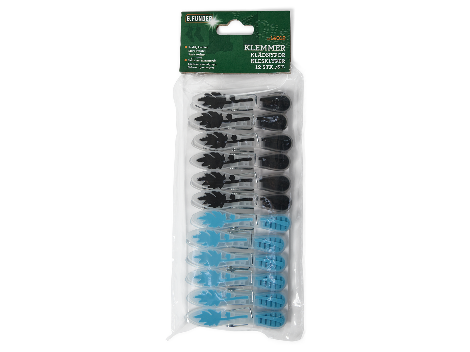 G.Funder Plastic clothespin with rubber grip 12 pcs.