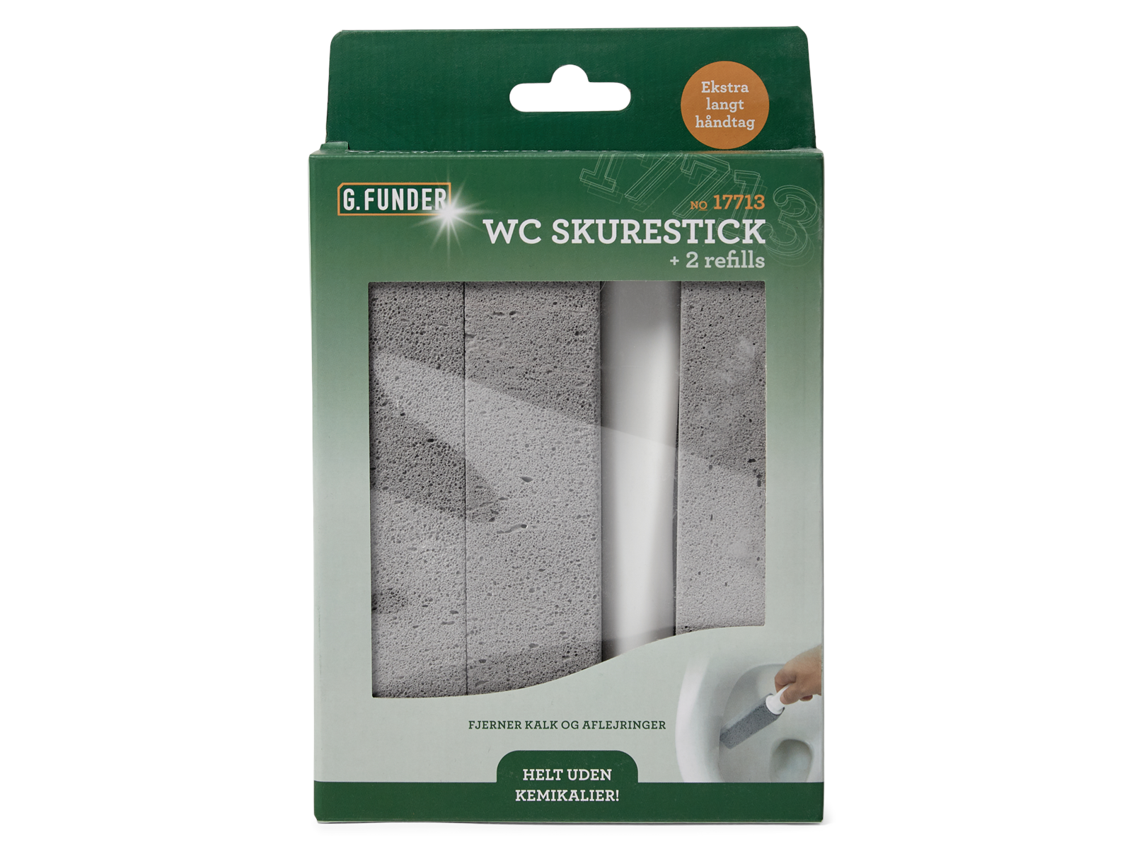 G.Funder WC scrubbing stick with extra long handle and 2 refills (in colorbox)