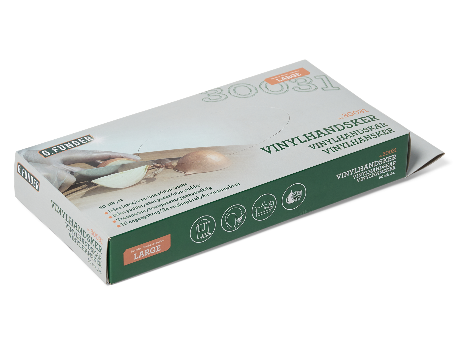 G.Funder Vinyl gloves size large 50 pcs per pack