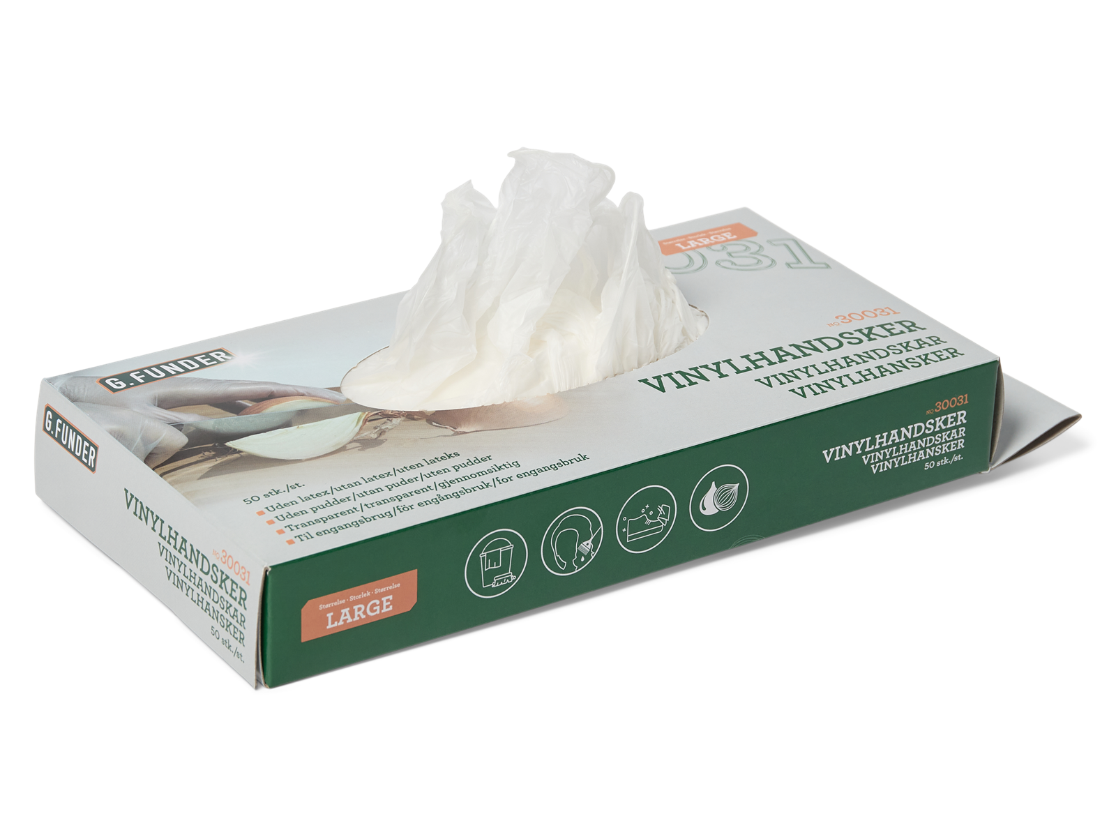 G.Funder Vinyl gloves size large 50 pcs per pack