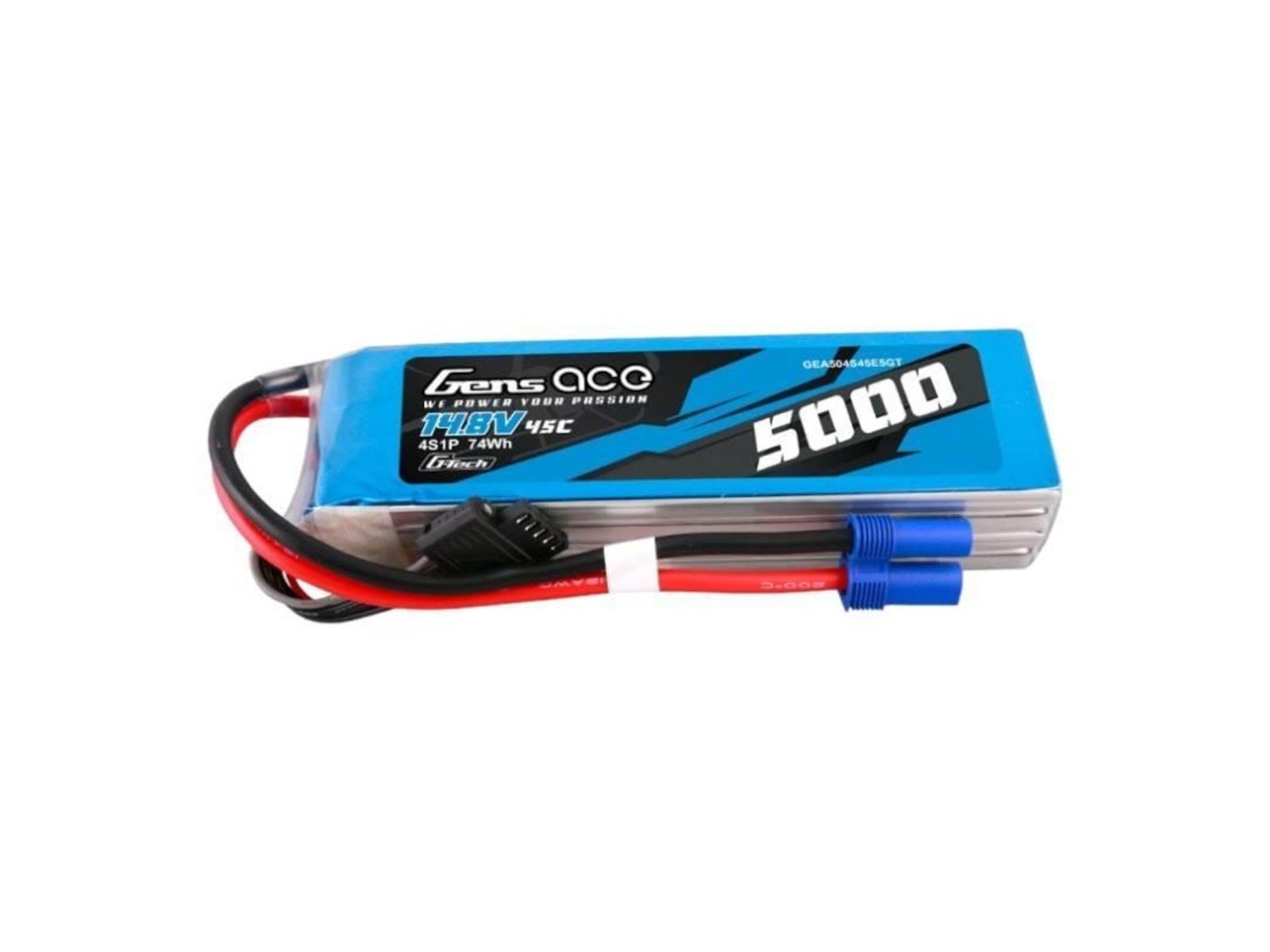 Gens ace &Tattu G-Tech 5000mAh 14.8V 45C 4S1P Heli Lipo Battery with EC5 Plug