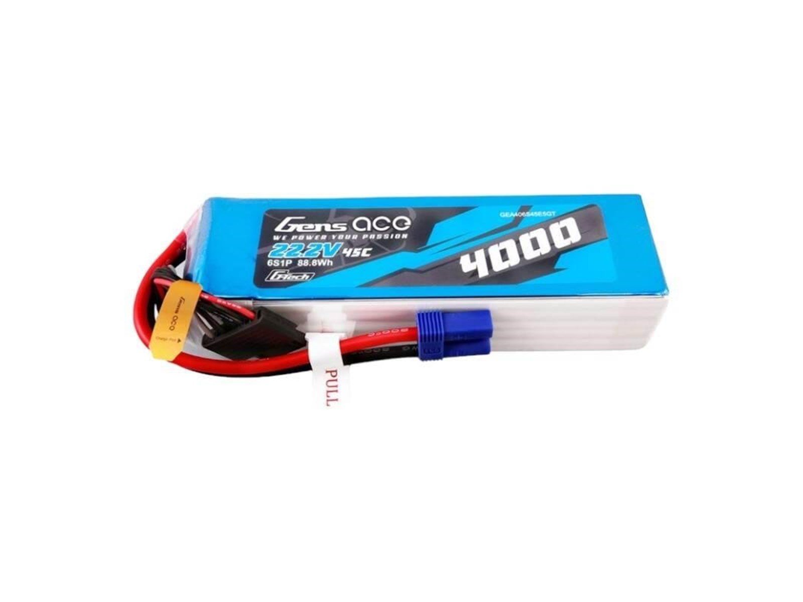 Gens ace &Tattu G-Tech 4000mAh 22.2V 45C 6S1P Lipo Battery Pack with EC5 plug