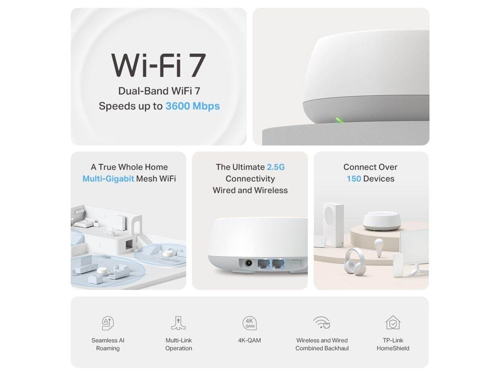 TP-Link Deco BE25 (1-Pack) - Mesh router 802.11a/b/g/n/ac/ax/be (Wi-Fi 7)
