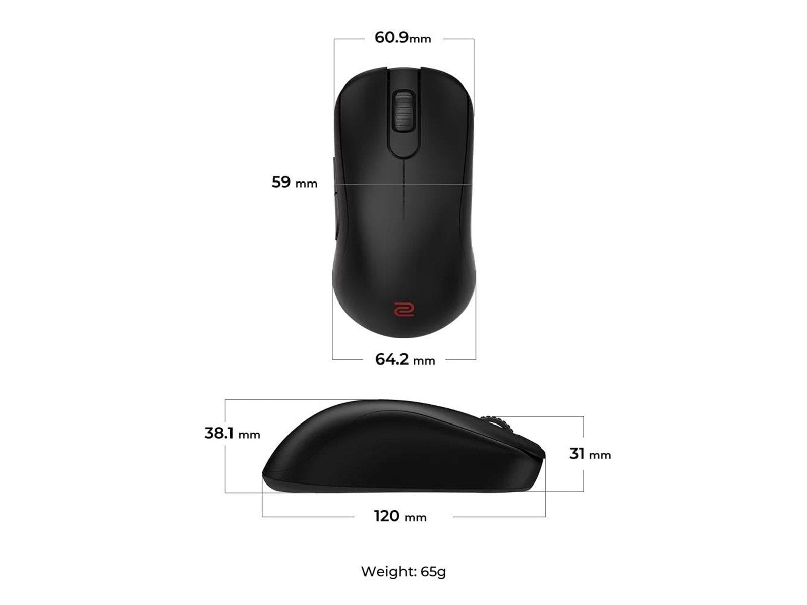 BenQ Zowie S2-DW (Small) Wireless Mouse for Esports - Gaming Maus (Schwarz)