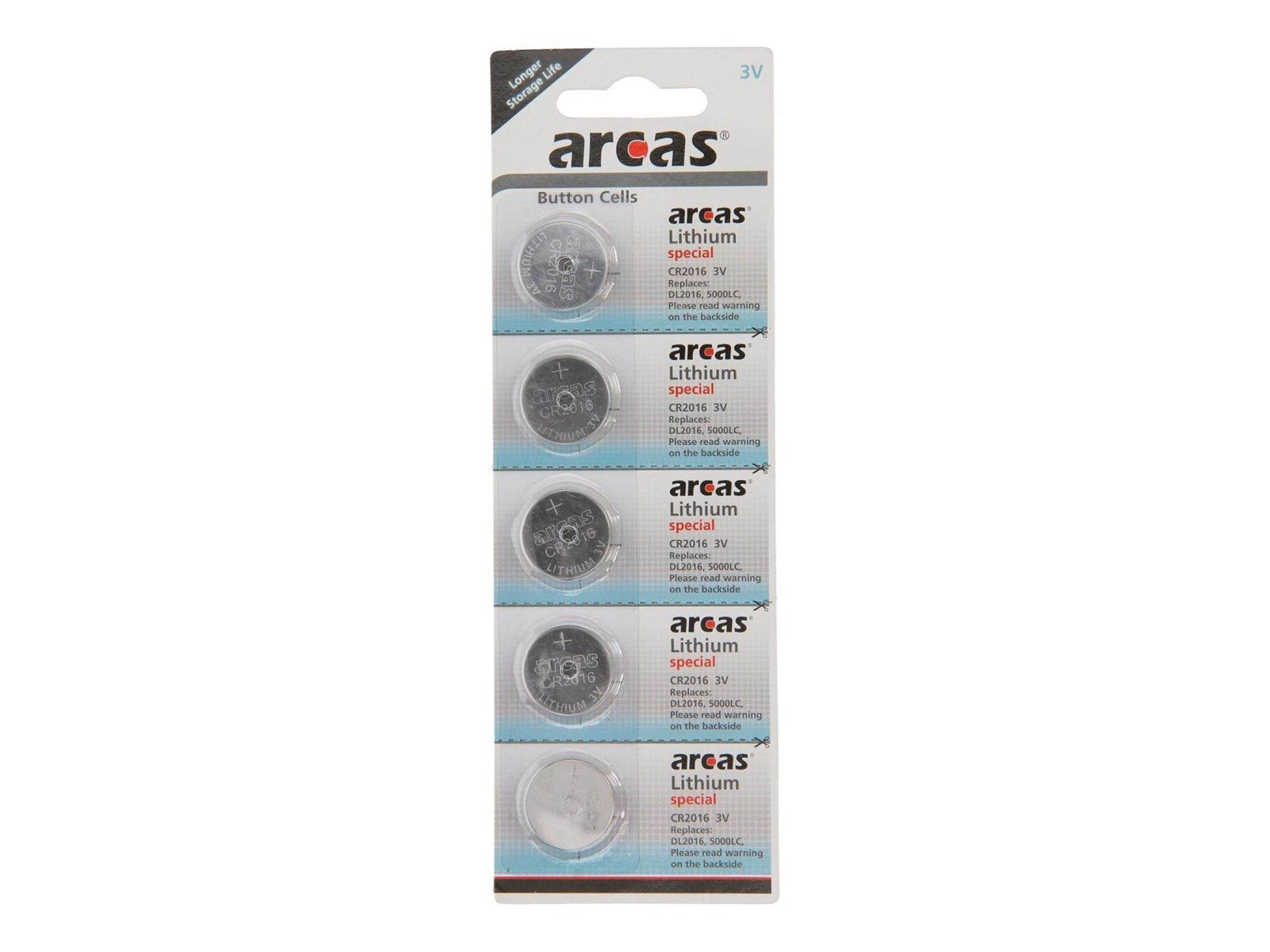 Battery Sales Europe - ARCAS Battery Lithium CR2016 3V 5 pcs.