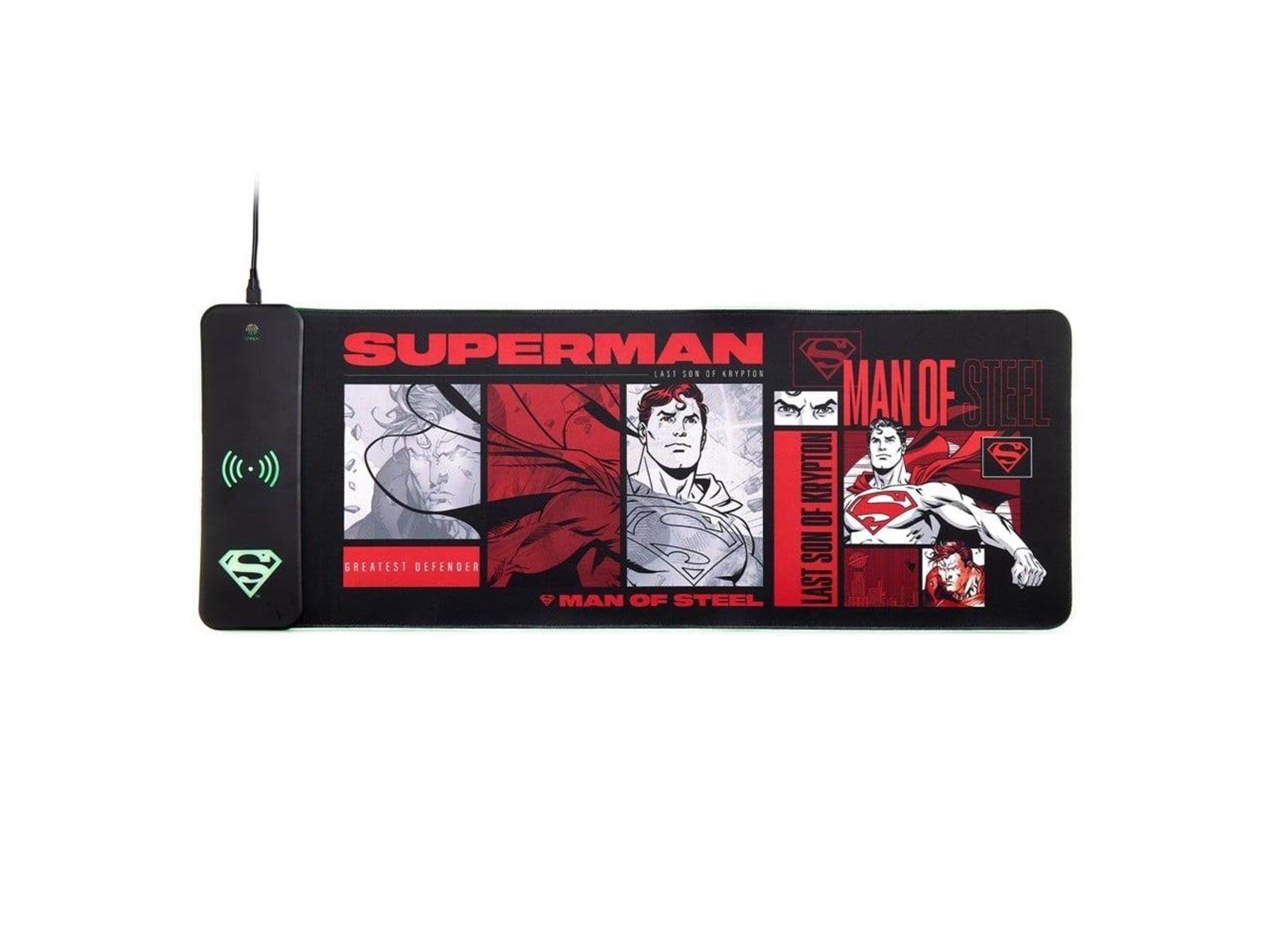 Numskull DC Comics Superman XL RGB Gaming Mat with 15W Wireless Charger