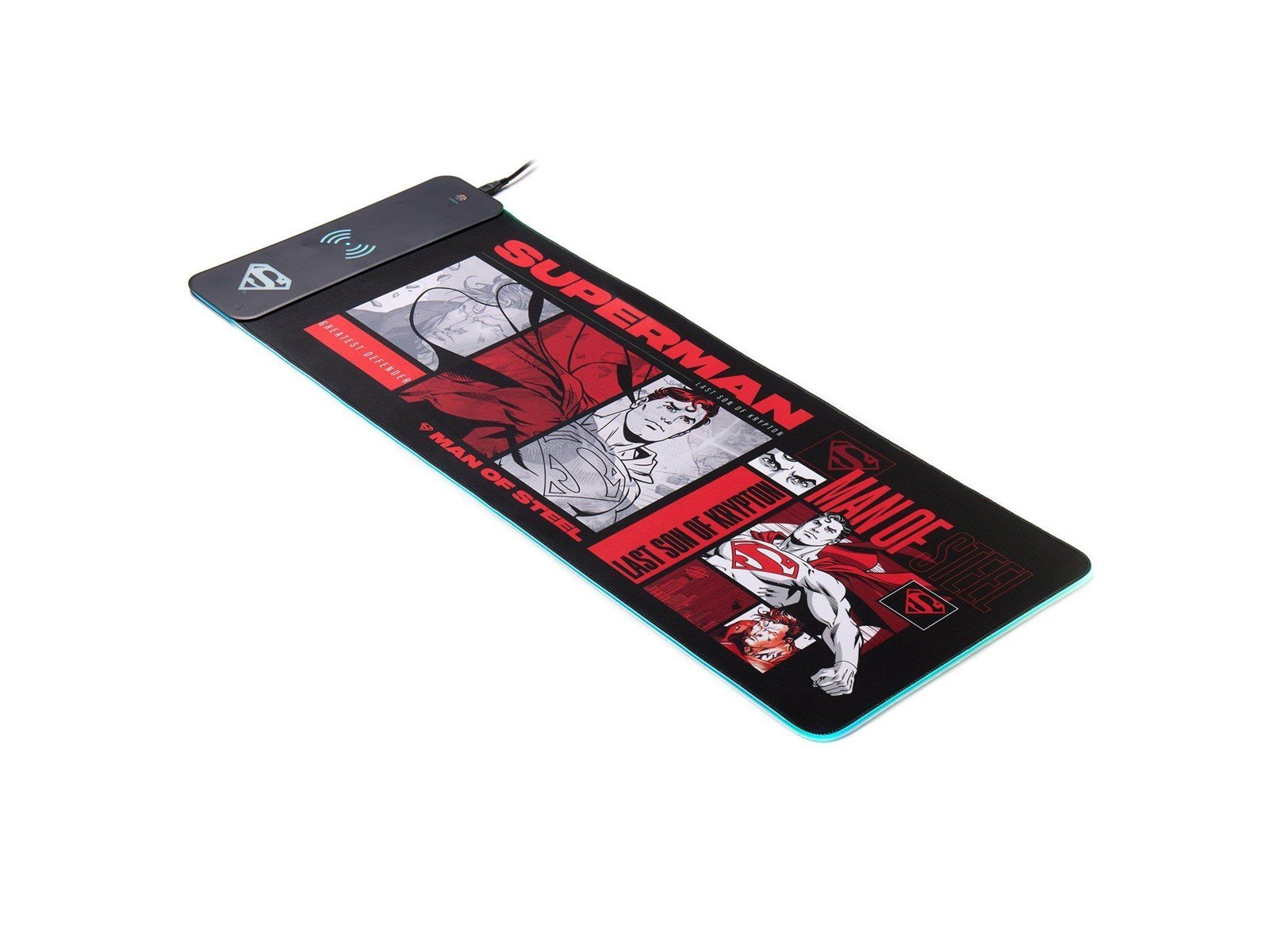Numskull DC Comics Superman XL RGB Gaming Mat with 15W Wireless Charger