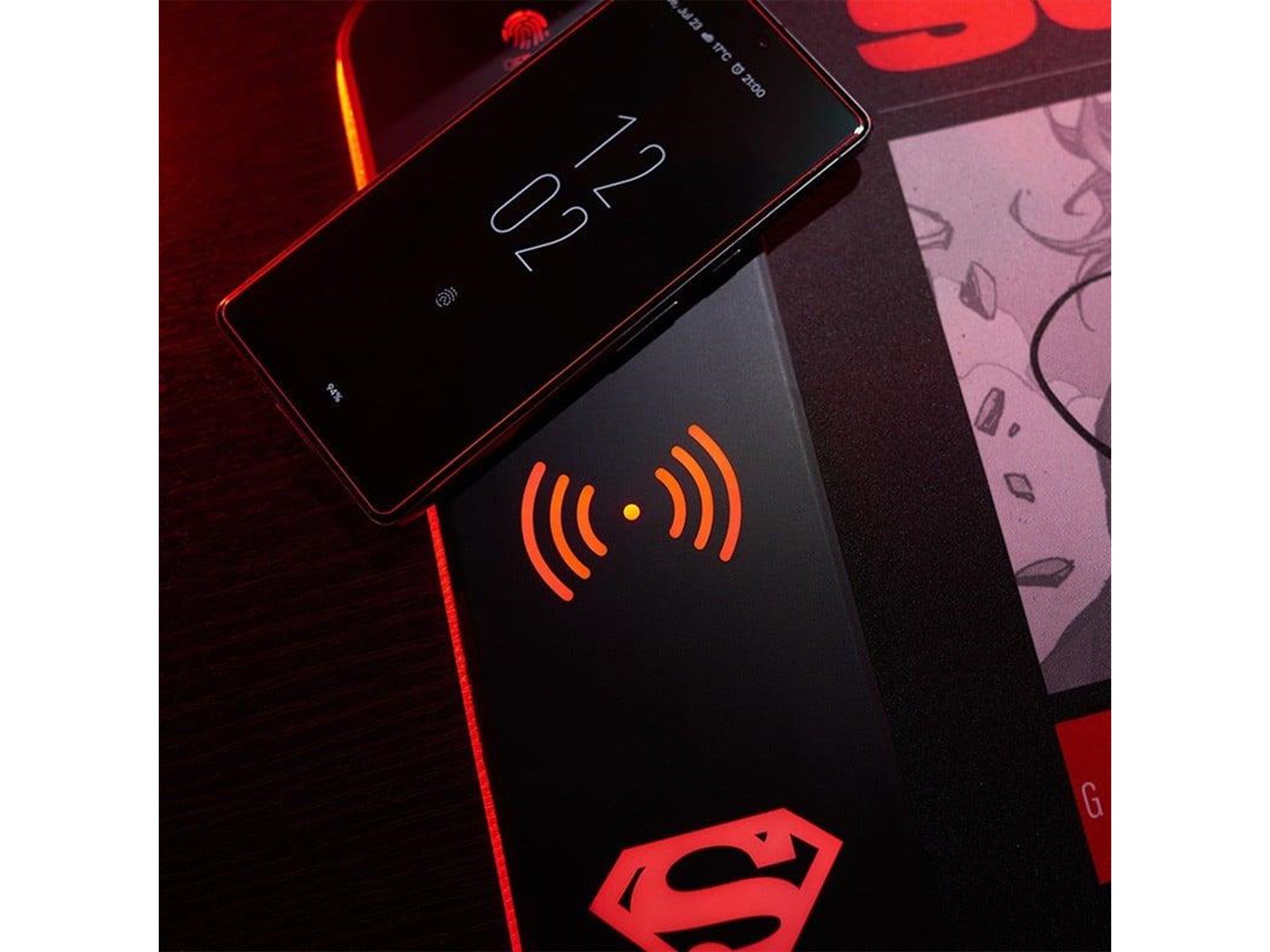 Numskull DC Comics Superman XL RGB Gaming Mat with 15W Wireless Charger