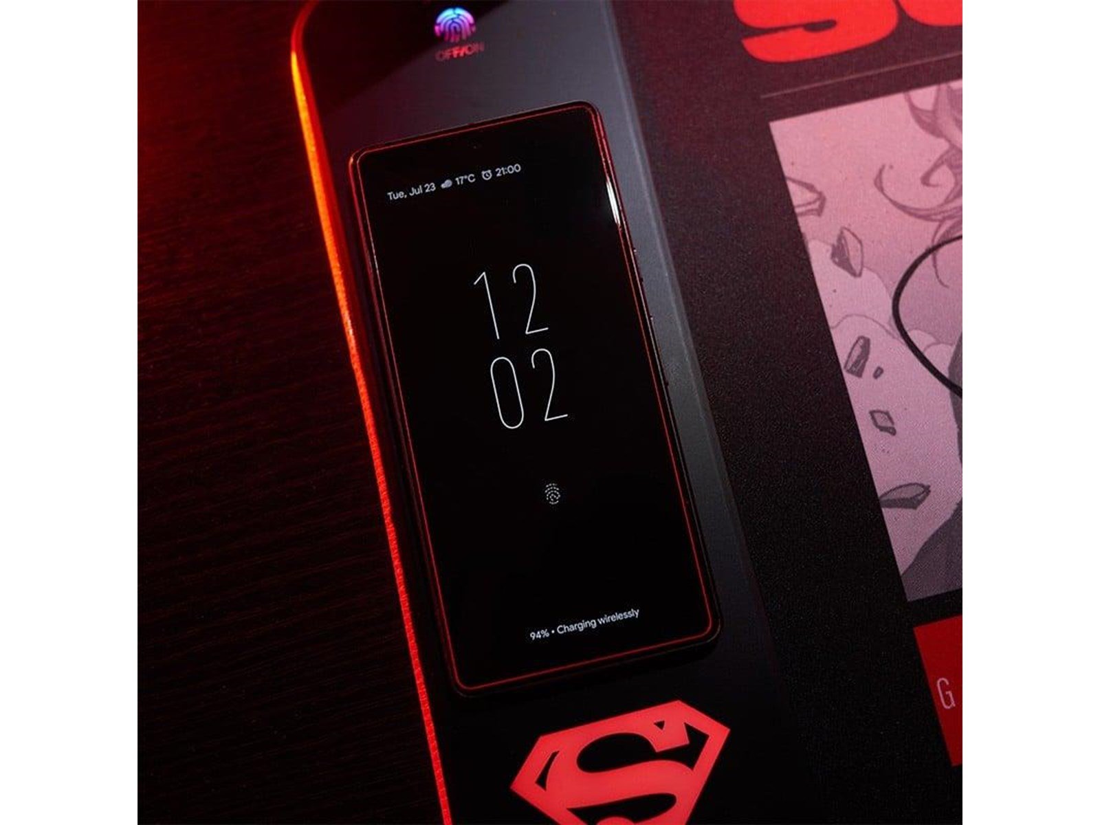 Numskull DC Comics Superman XL RGB Gaming Mat with 15W Wireless Charger