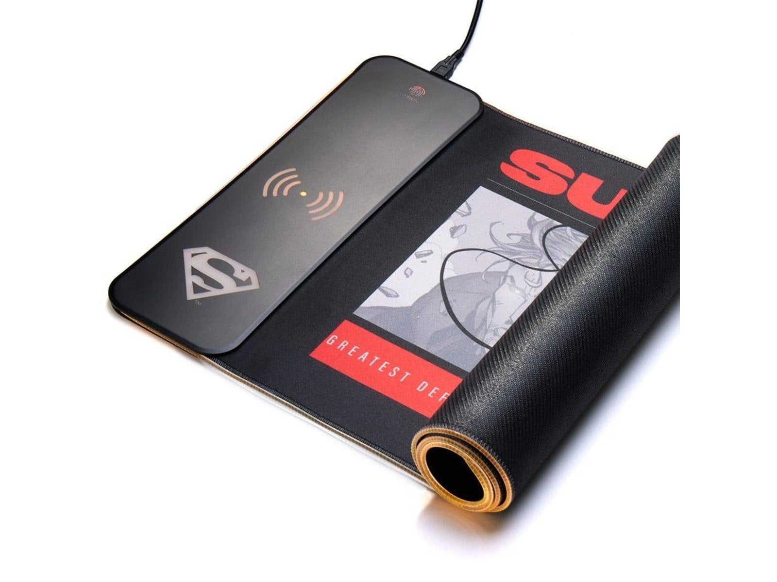 Numskull DC Comics Superman XL RGB Gaming Mat with 15W Wireless Charger