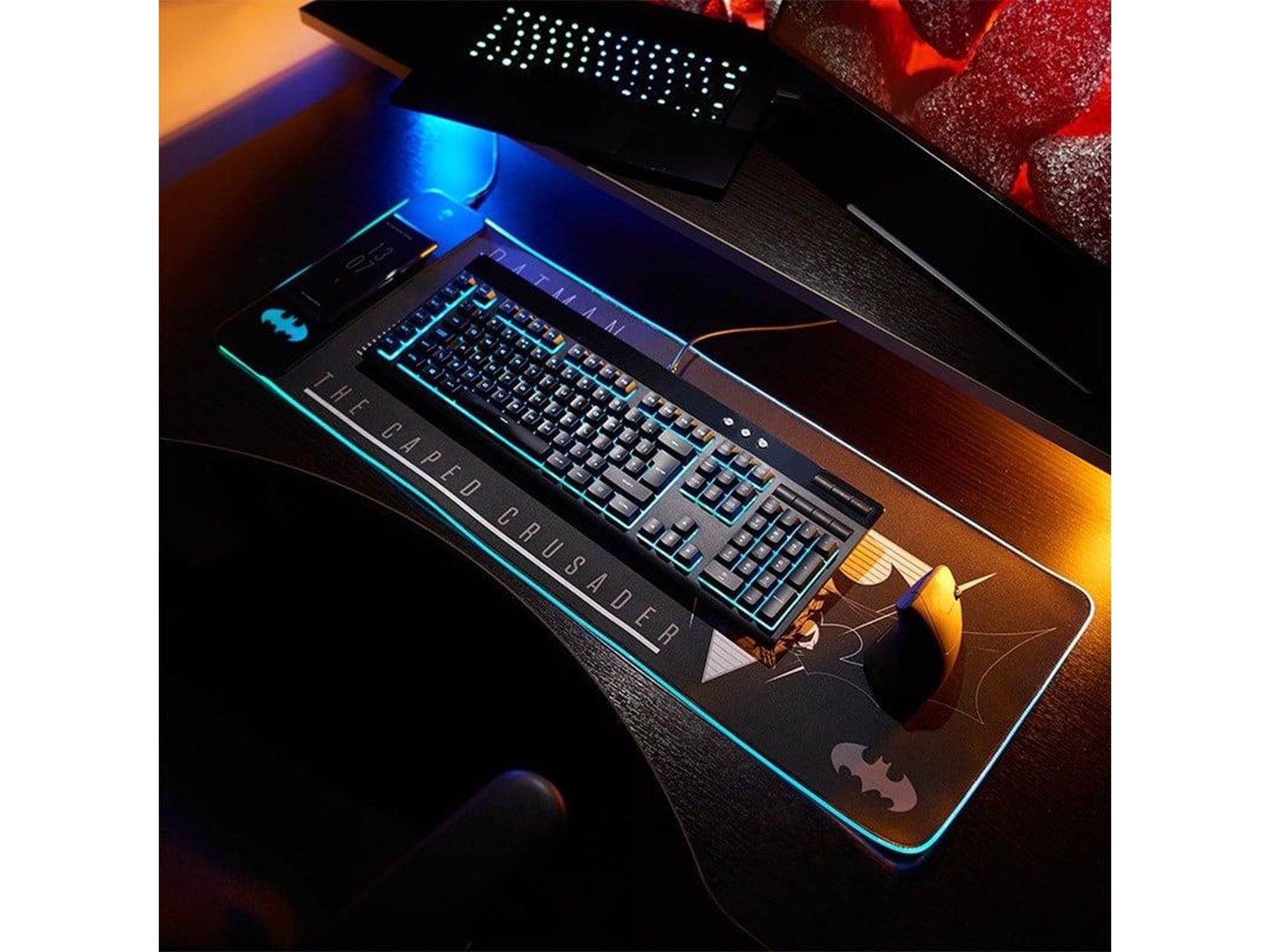 Numskull DC Comics Batman XL RGB Gaming Mat with 15W Wireless Charger