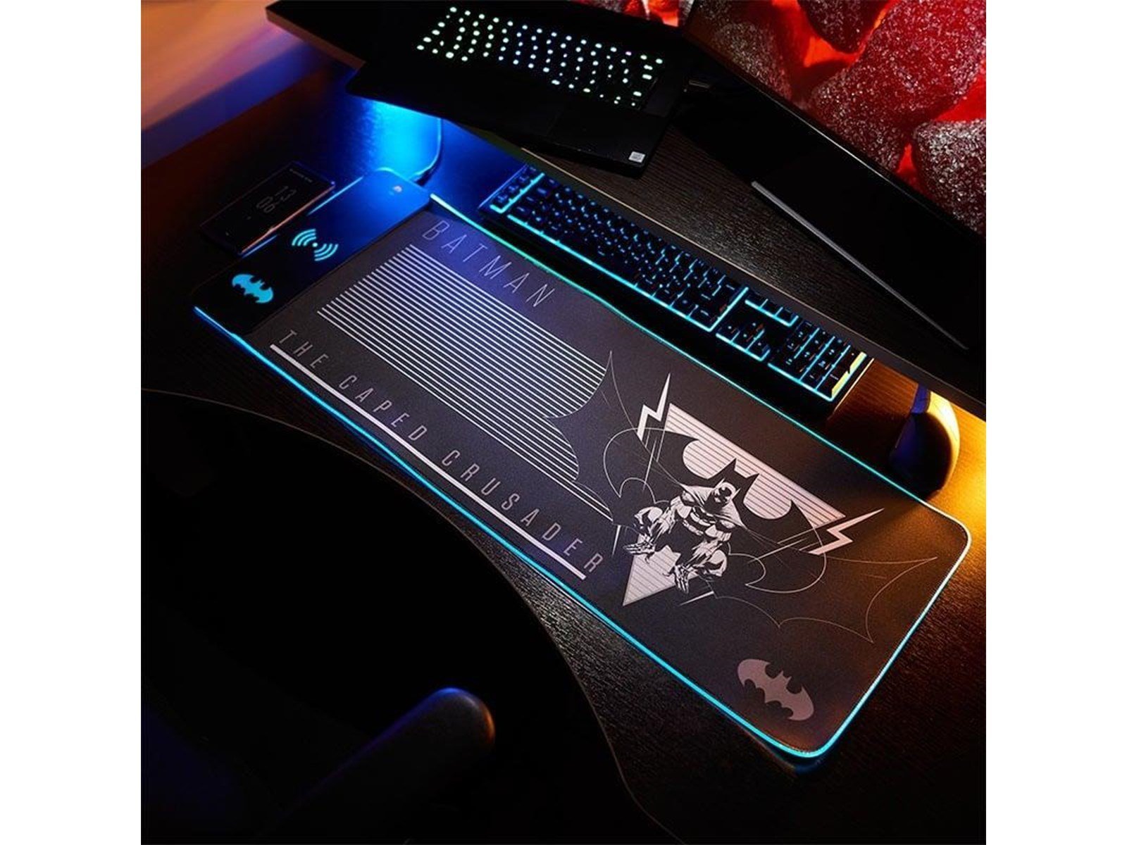 Numskull DC Comics Batman XL RGB Gaming Mat with 15W Wireless Charger