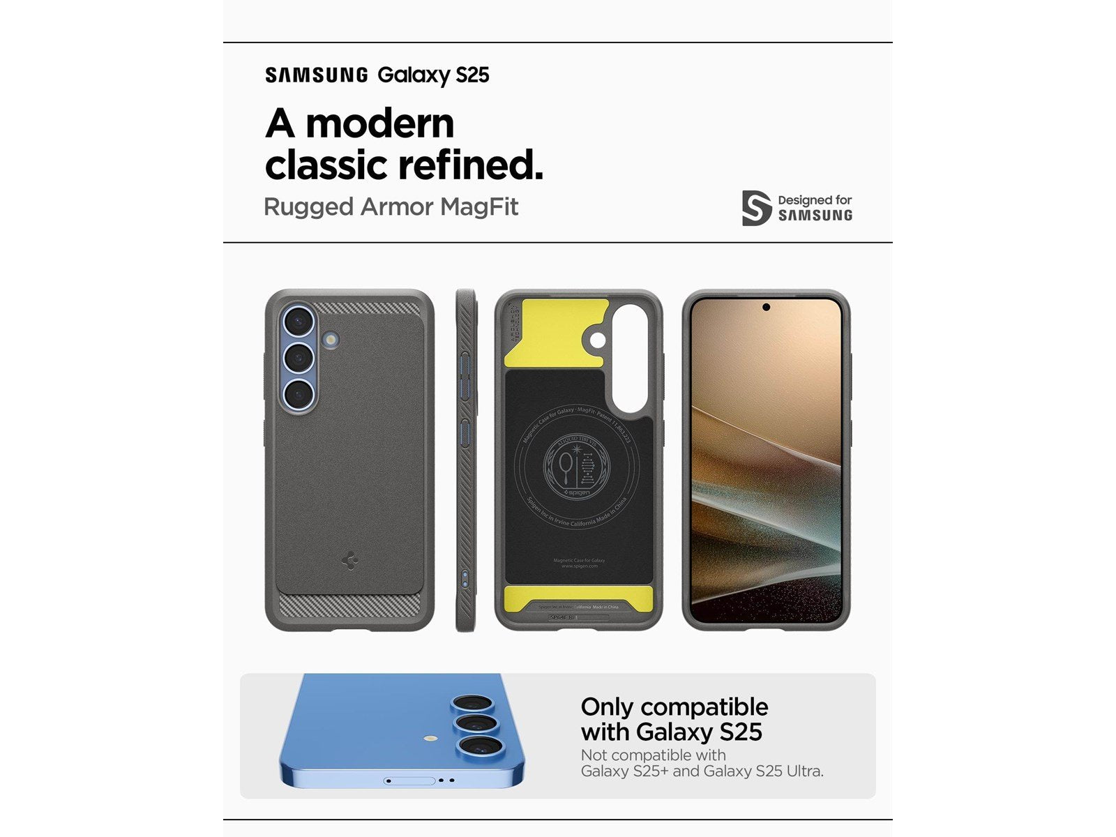 Spigen Rugged Armor MagSafe - Marble Grey - Samsung Galaxy S25