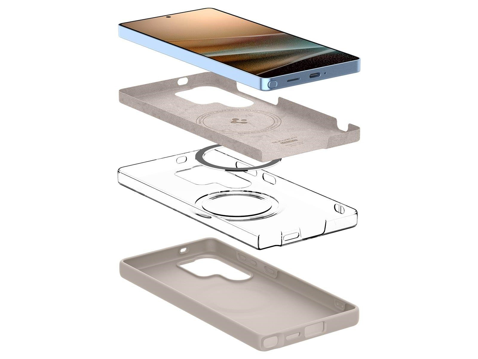 Spigen Silicone Fit MagSafe - Natural Titanium - Samsung Galaxy S25 Ultra