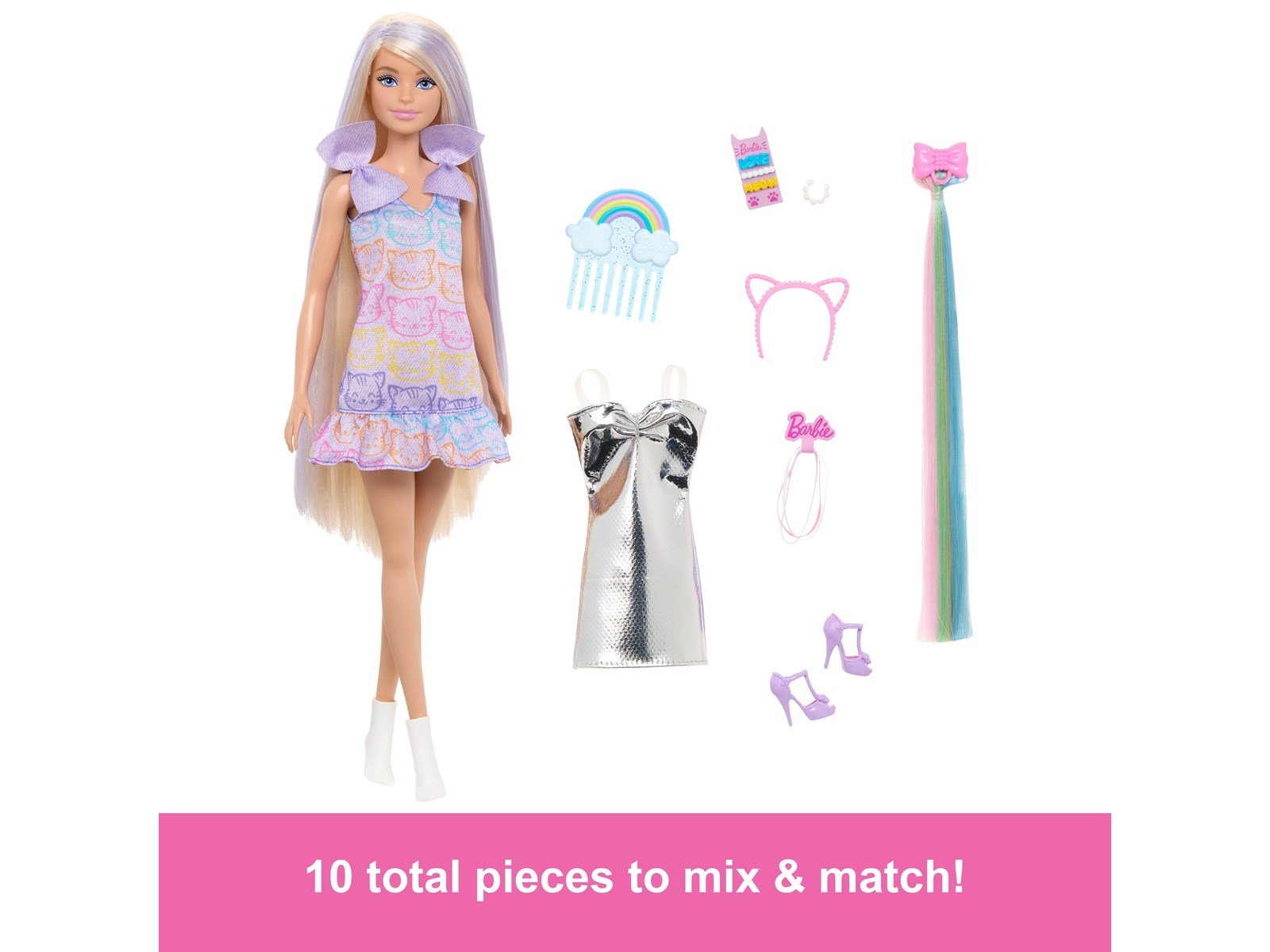 Barbie Fun & Fancy Doll & Accessories Blonde Fashion Doll With Extra-Long Hair & 2 Looks
