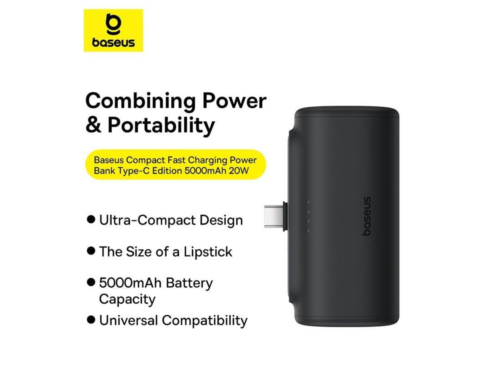Baseus Compact 5000mAh Powerbank 20W USB-C (white) Powerbank (Akku) - Weiß - 5000 mAh