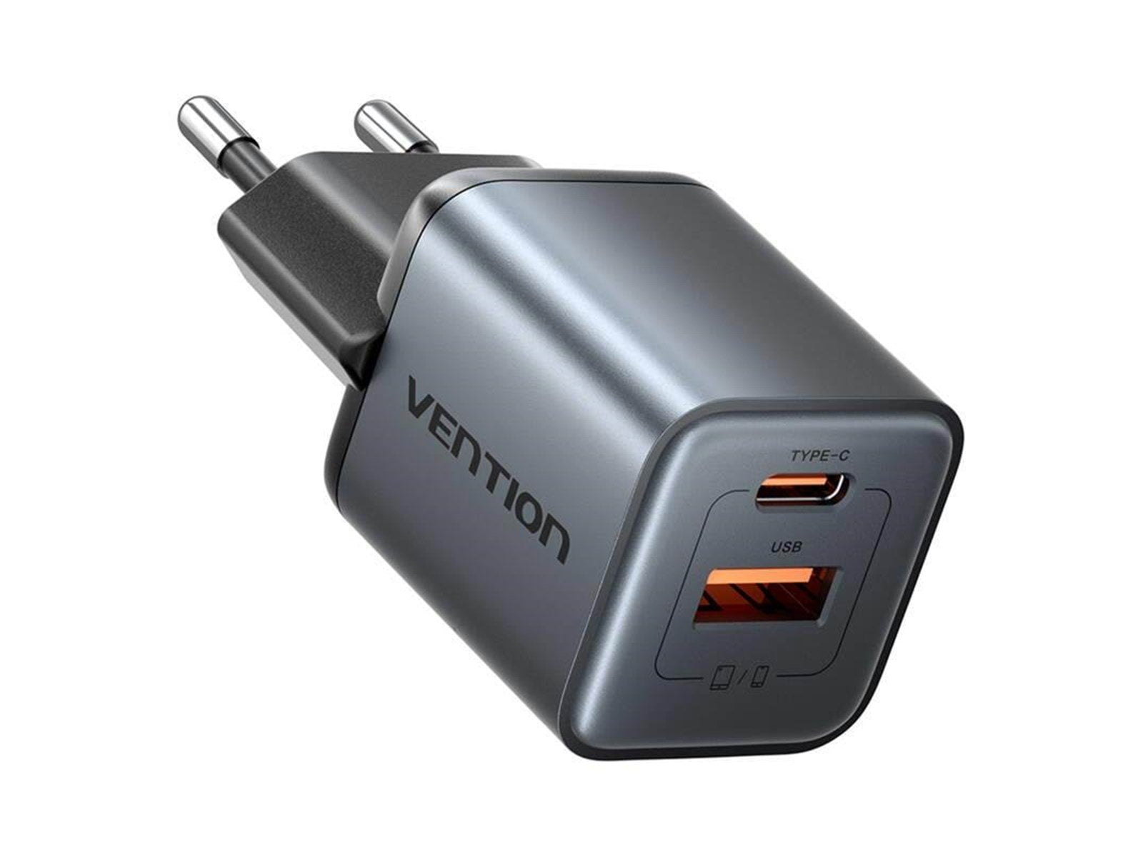 Vention GaN USB-C + USB-A 30W Charger (Gray)