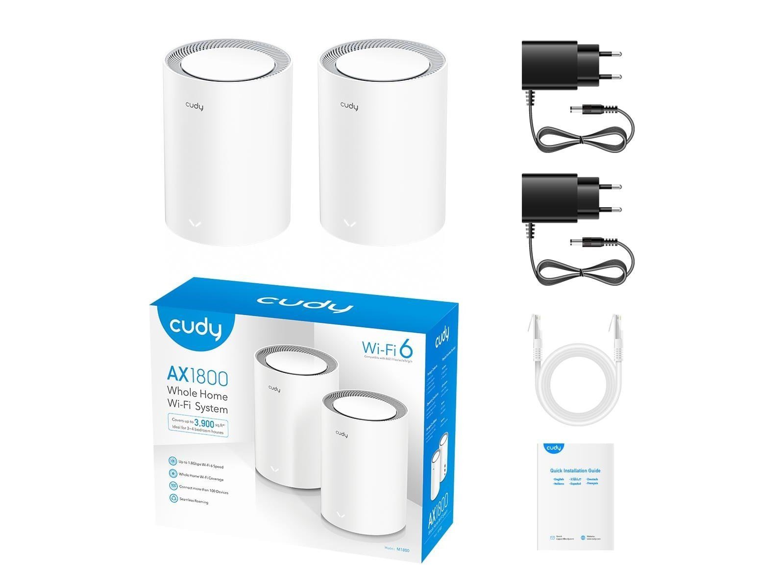 Cudy Mesh Solution M3000 (2-Pack) AX3000 Gigabit Wi-Fi 6 2.5G White - Mesh router Wi-Fi 6