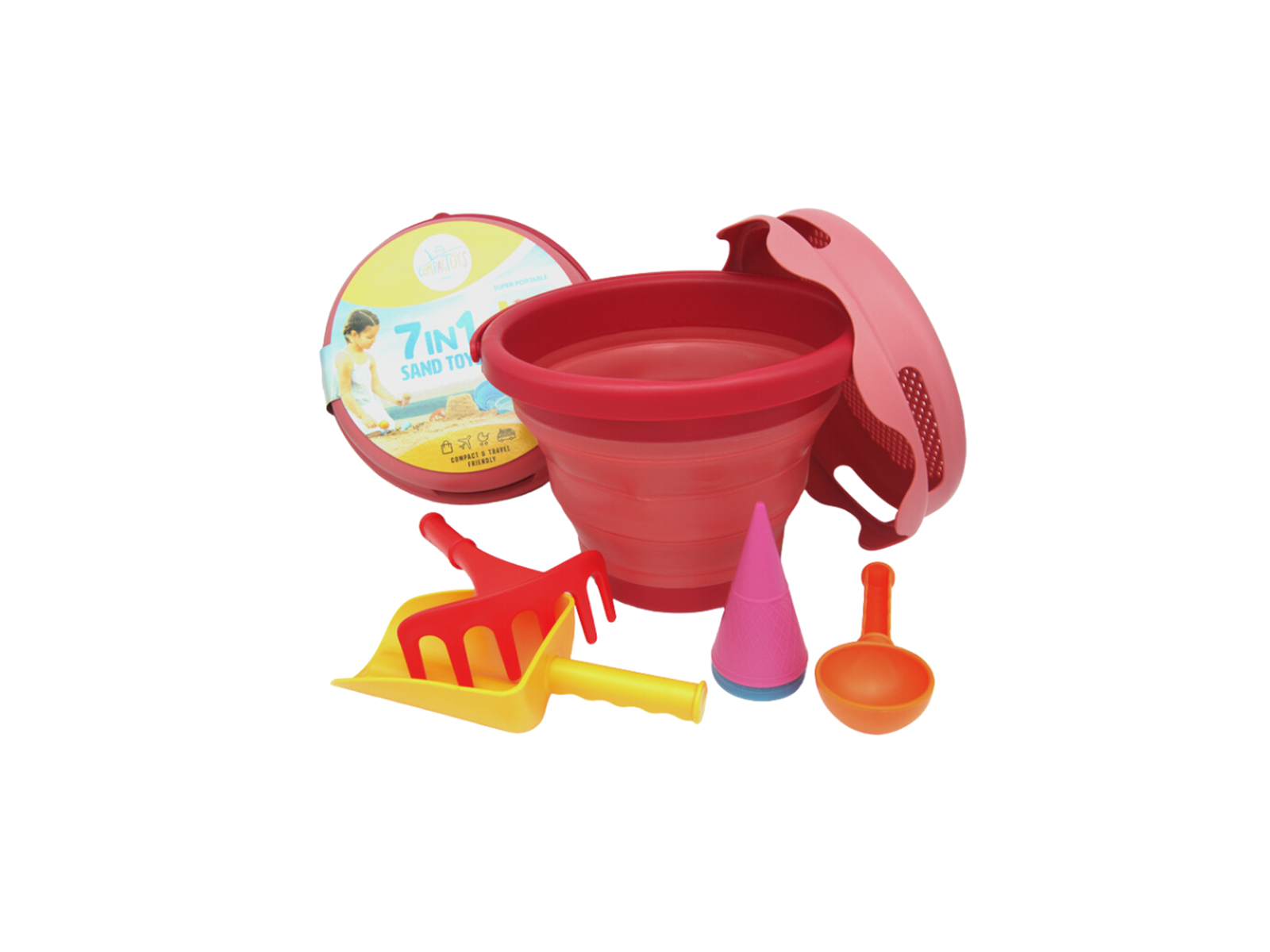 CompactToys 7in1 Sandtoys // Red