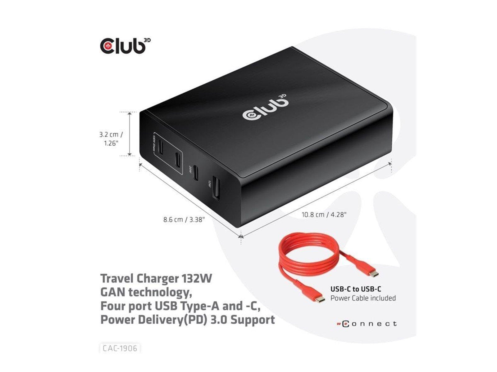 Club 3D CAC-1906 - power adapter - 132 Watt
