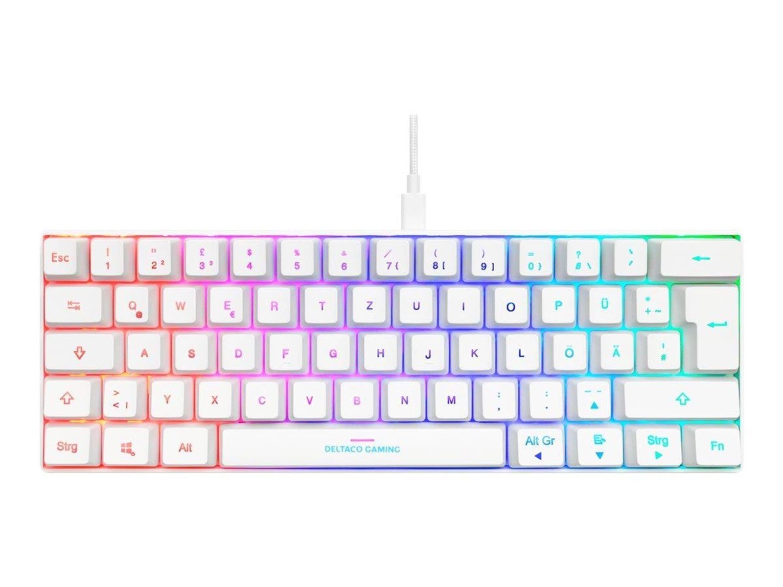 Deltaco GAMING GAM-075 - keyboard - QWERTZ - German - white Input Device - Gaming Tastaturen - Deutsch - Weiss