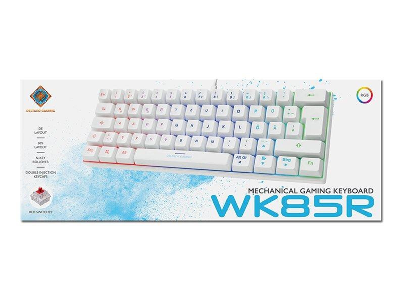 Deltaco GAMING GAM-075 - keyboard - QWERTZ - German - white Input Device - Gaming Tastaturen - Deutsch - Weiss