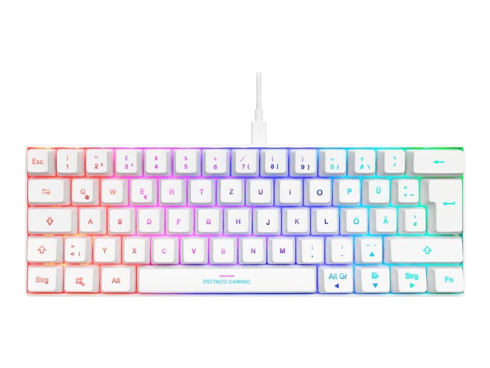 Deltaco GAMING GAM-075 - keyboard - QWERTZ - German - white Input Device - Gaming Tastaturen - Deutsch - Weiss