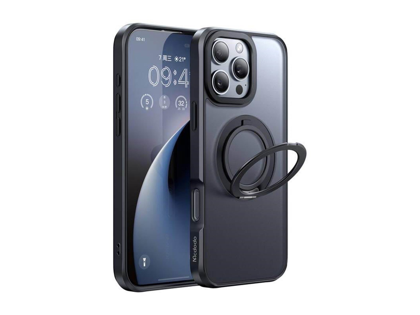 Mcdodo PC-4933 MagSafe case for iPhone 16 Pro Max with stand (black)