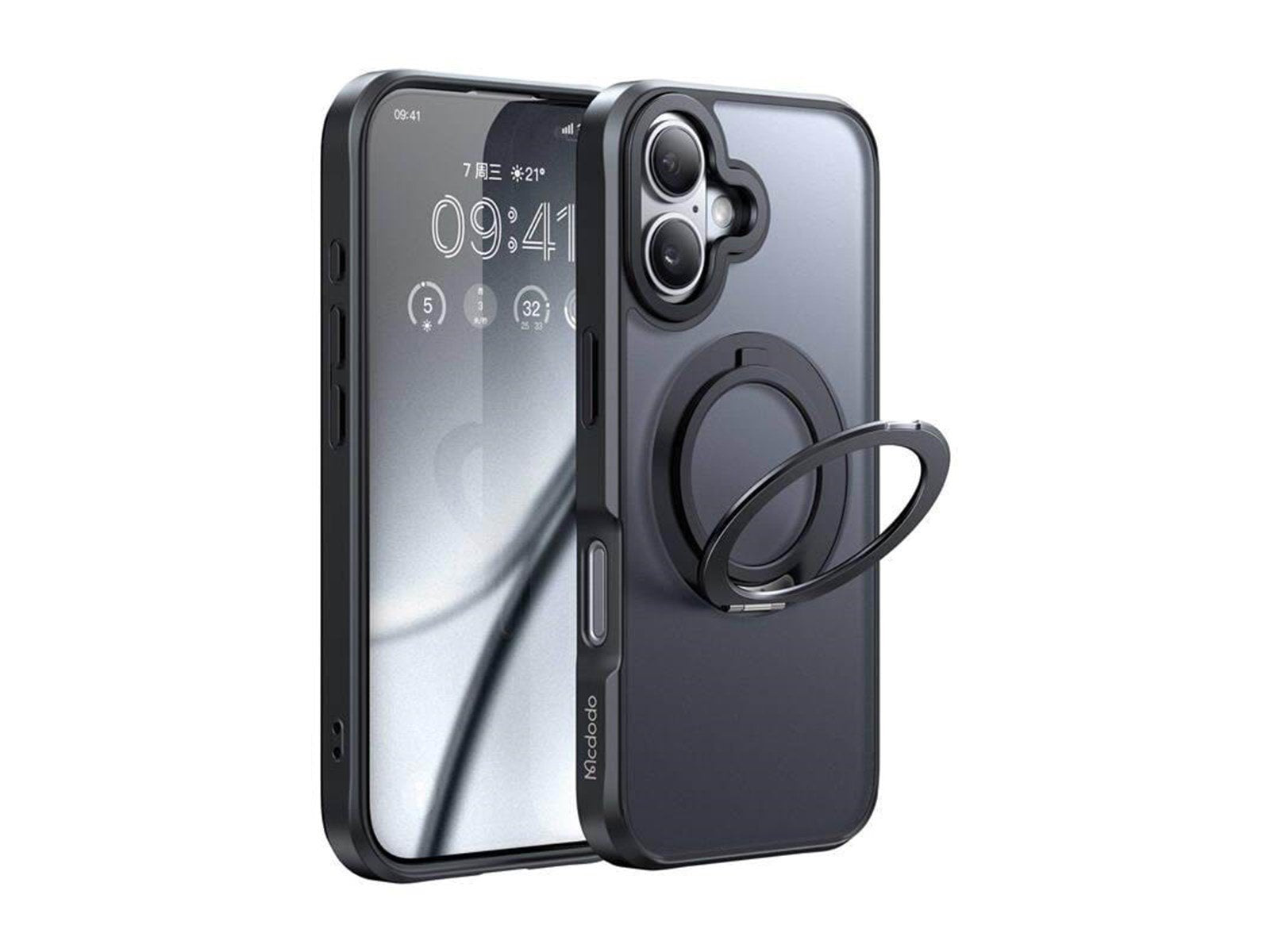Mcdodo PC-4930 MagSafe case for iPhone 16 with stand (black)