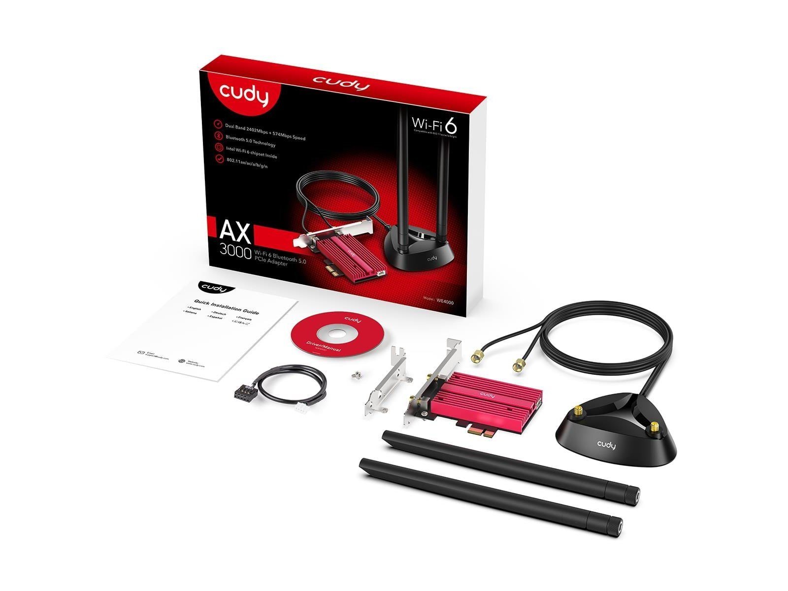Cudy Adapter PCI-E WE4000 AX5400 WiFi 6E Magnetic Antennas