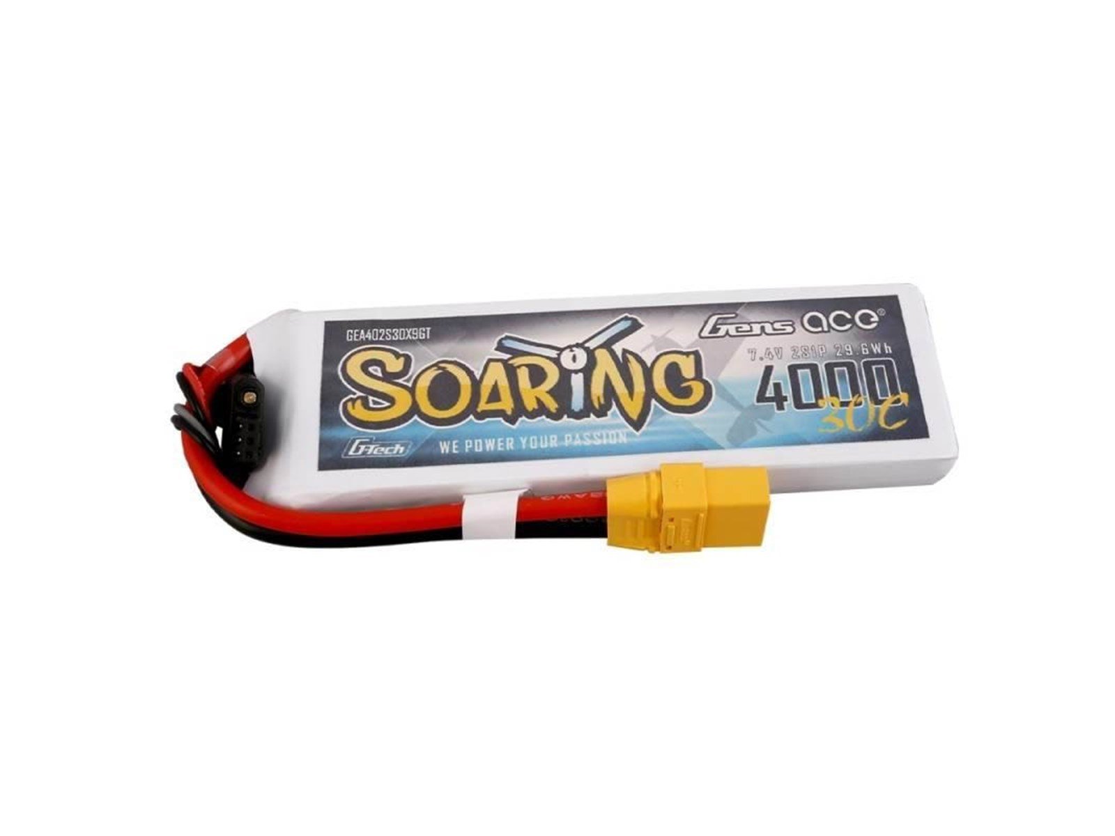 Gens ace &Tattu Battery G-Tech Soaring 4000mAh 7.4V 30C 2S1P XT90