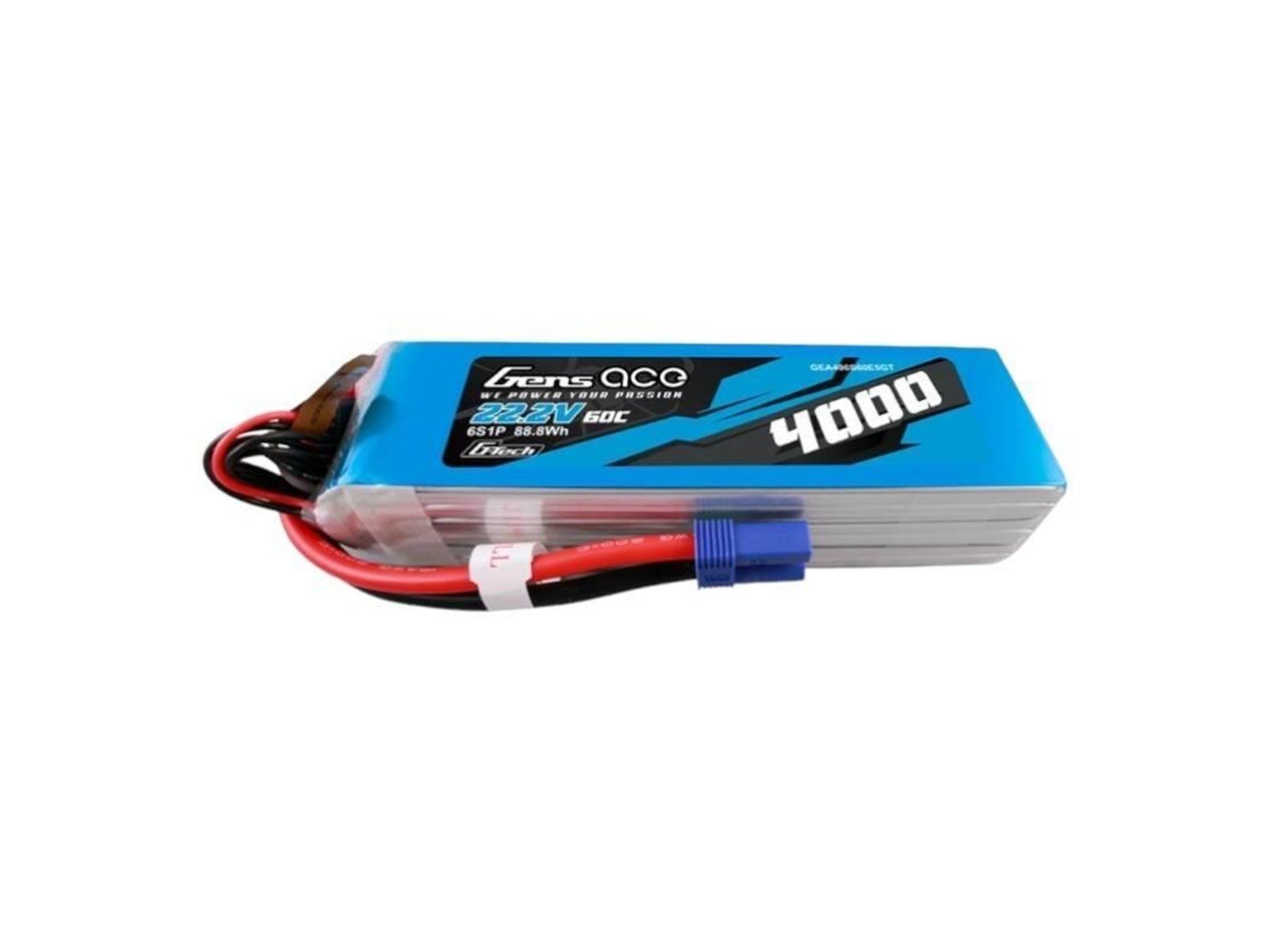 Gens ace &Tattu G-Tech 4000mAh 22.2V 60C 6S1P Lipo Battery Pack with EC5 Plug