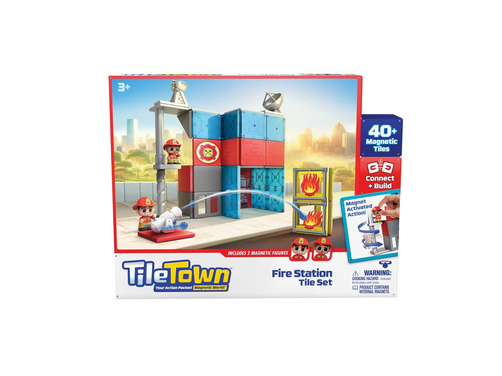 Tile Town Fire Station Magnetic Tiles Playset 46 pcs